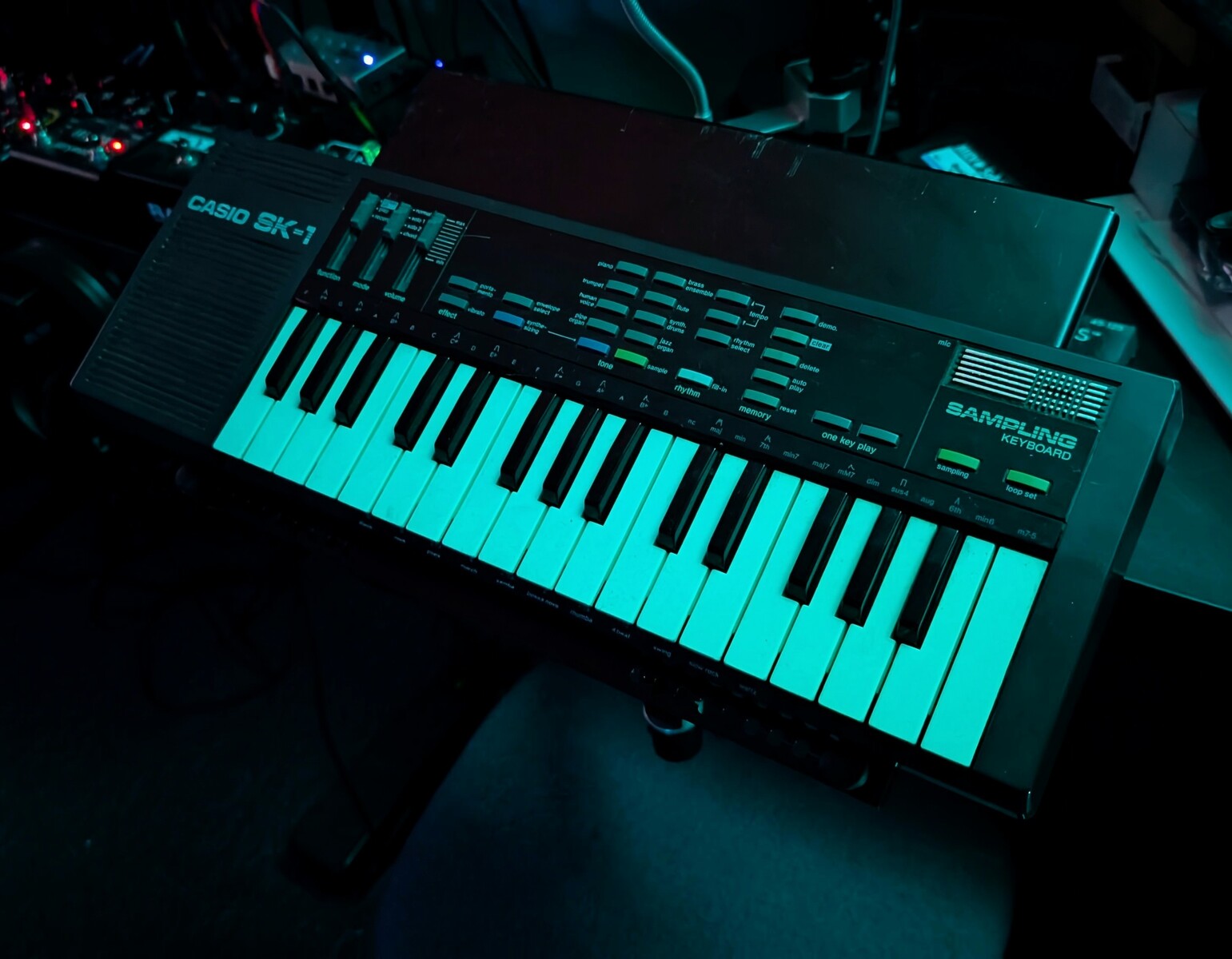 Electronic Studio Setup by freezeetch featuring Casio SK-1, Strymon Iridium Amp & IR Cab, and Pro Co Fat Rat and 3 more pieces of gear