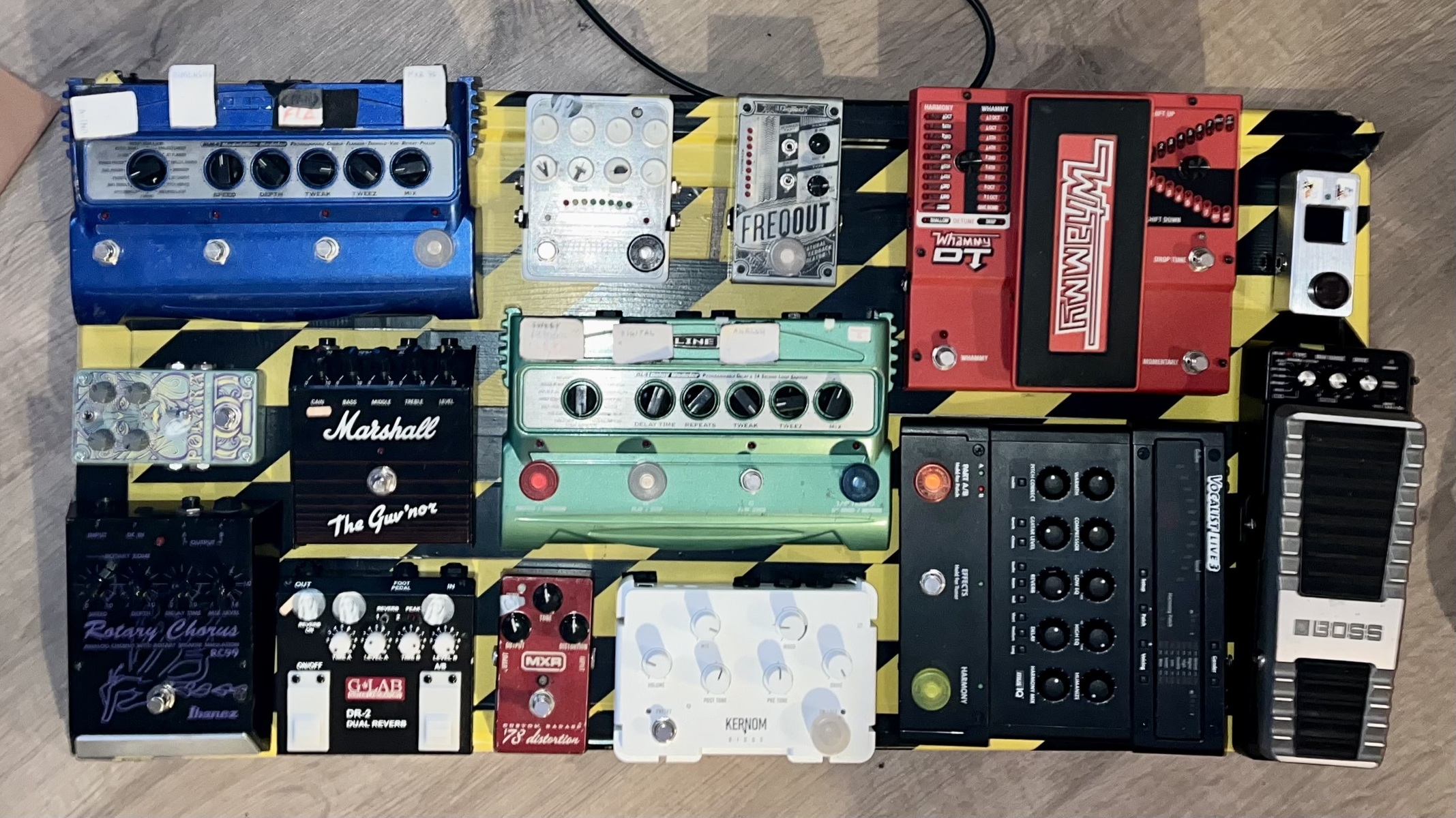 Pedalboard by jimdegroot featuring Line 6 MM4 Modulation Modeler, DigiTech Polara, and Ibanez RC99 Rotary Chorus and 11 more pieces of gear