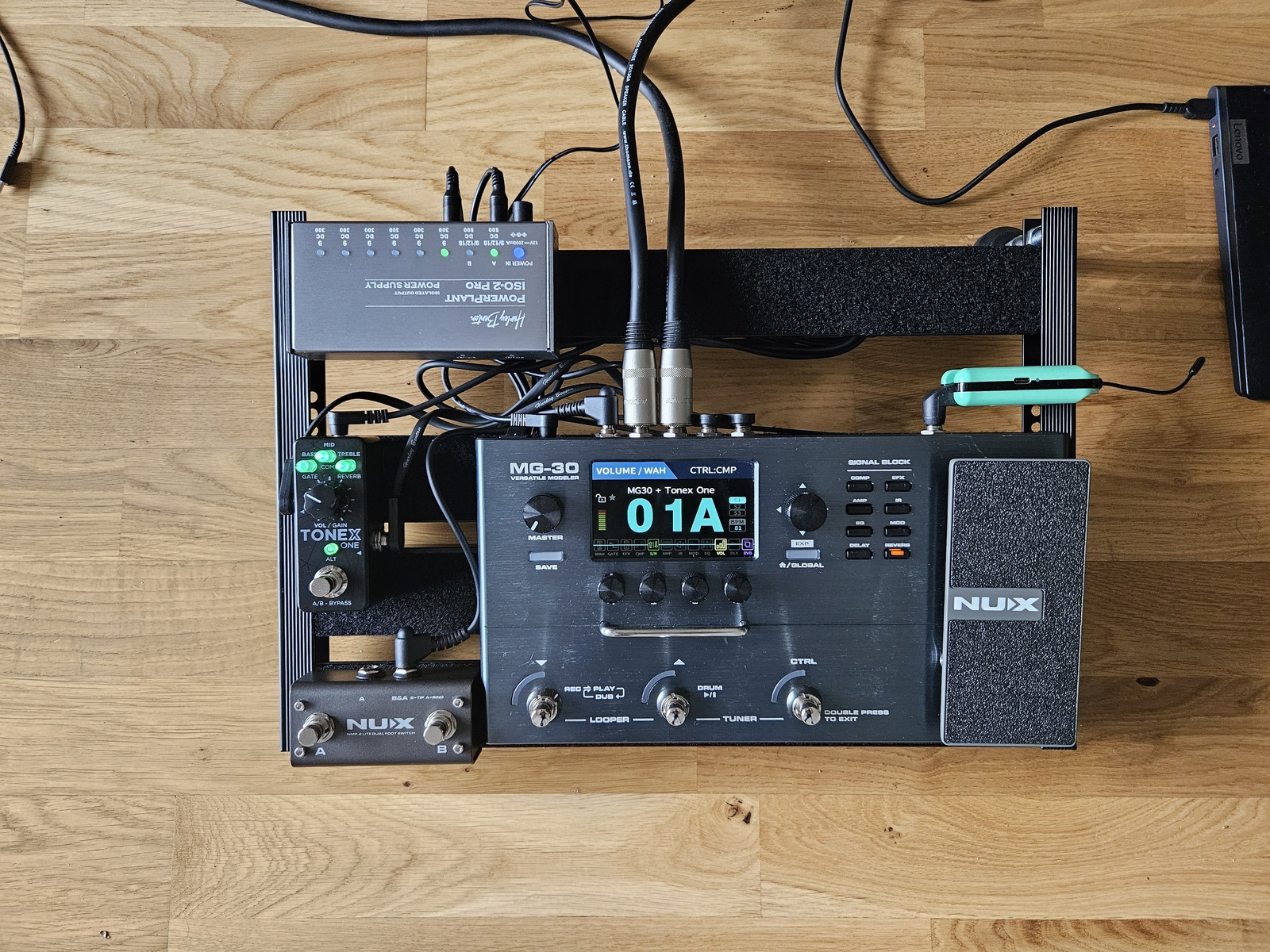 Metal Music Gear Setup by wolves featuring Nux MG-30 multi effect, IK Multimedia ToneX One, and Harley Benton PowerPlant ISO-2 Pro