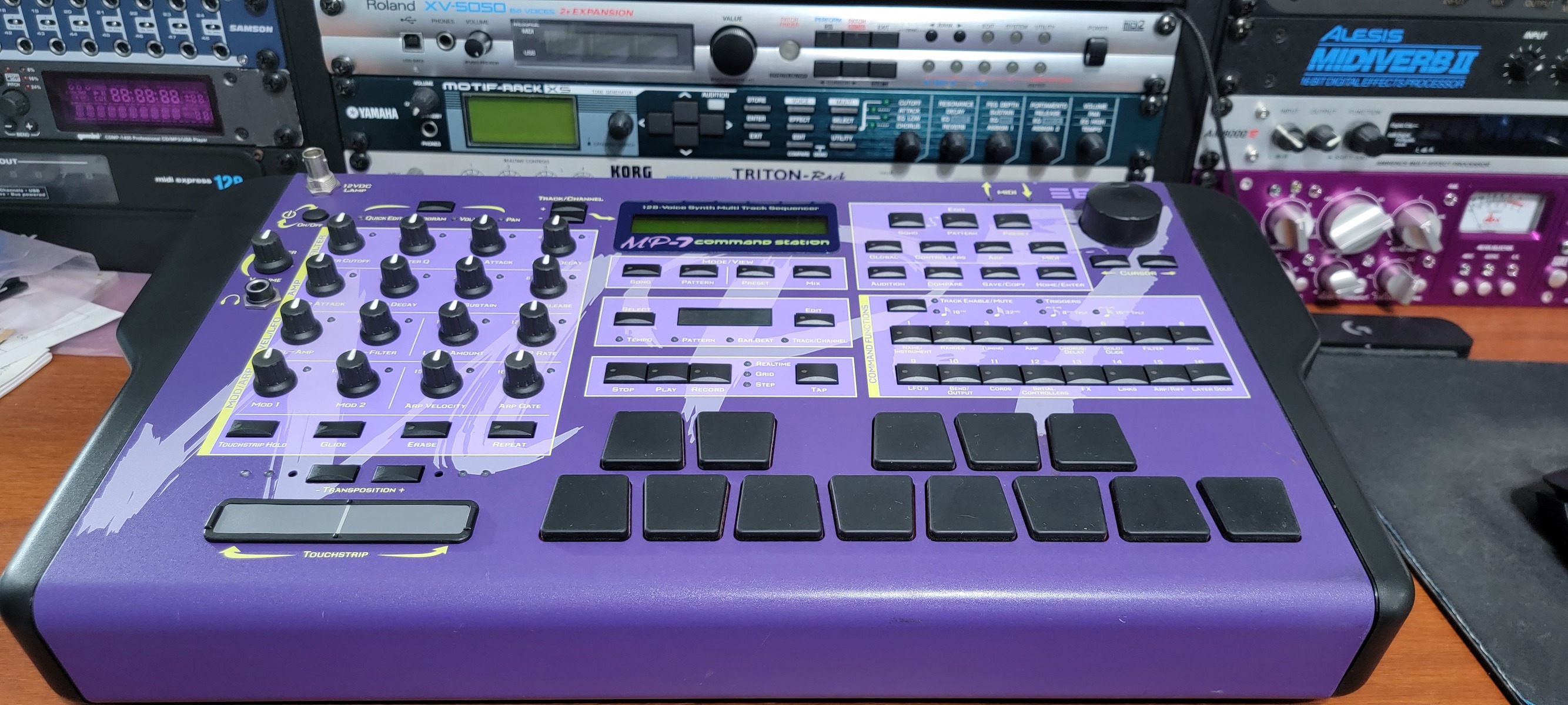 Electronic Synth Setup by mellisonant_mike featuring E-mu MP-7 Command Station, Korg Triton Rack Synthesizer, and Yamaha Motif Rack XS Module and 8 more pieces of gear