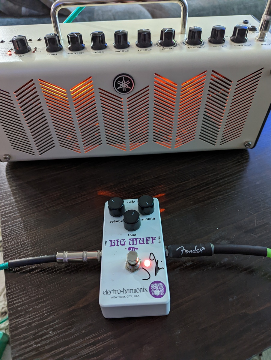 Yamaha Pedalboard by fleetwood_crack featuring Electro-Harmonix J Mascis Ram’s Head Big Muff Pi and Yamaha THR10 Modeling Combo Amp