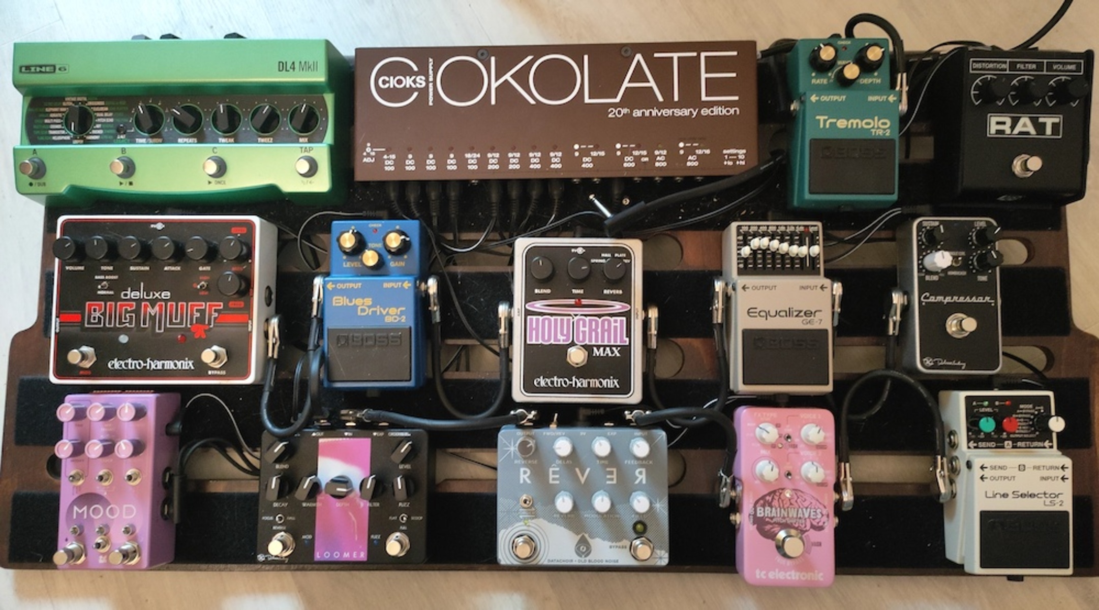 Pedalboard by leopal featuring Boss LS-2 Line Selector, TC Electronic Brainwaves, and Keeley Loomer and 9 more pieces of gear