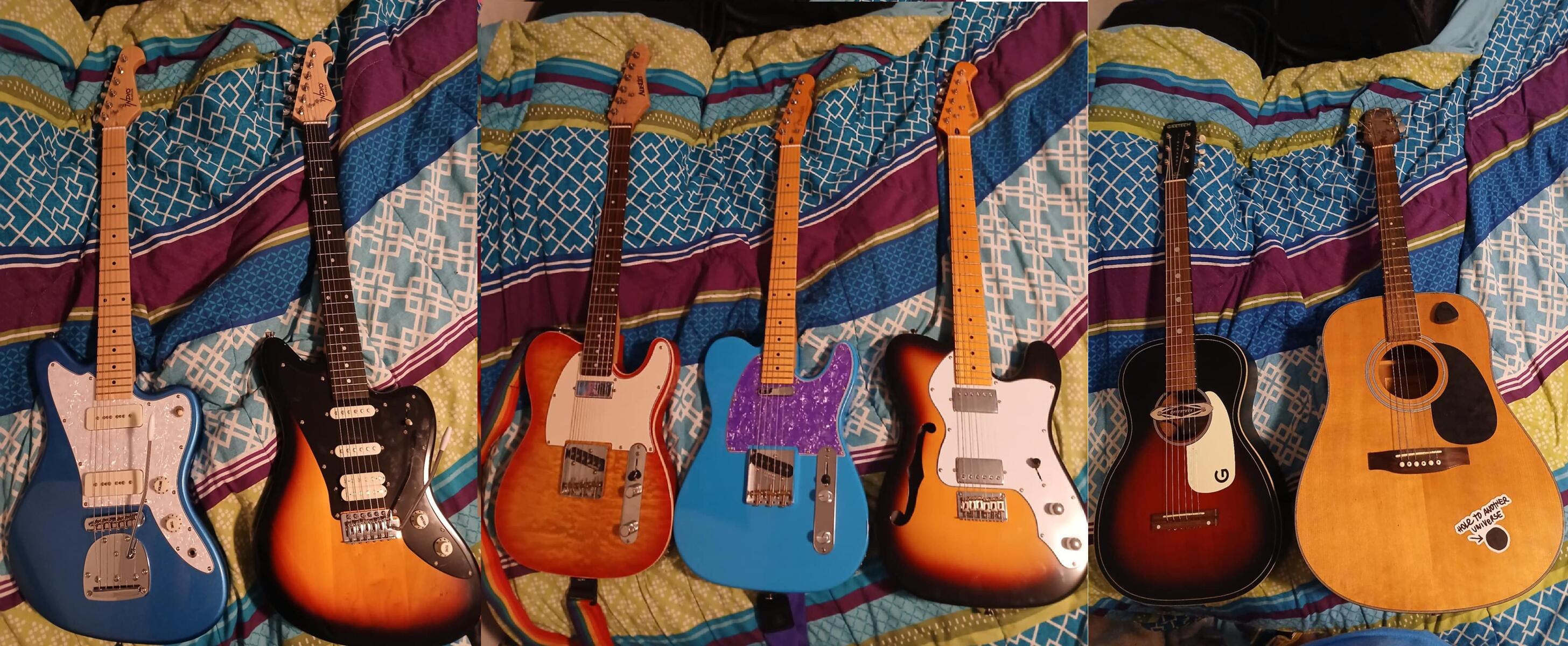 Country Music Gear Setup by reverie_sunshine featuring Austin Guitars AU962AB 62' Era Professional Deluxe Telecaster, Donner DJC-1000S, and Gretsch G9500 Jim Dandy and 3 more pieces of gear
