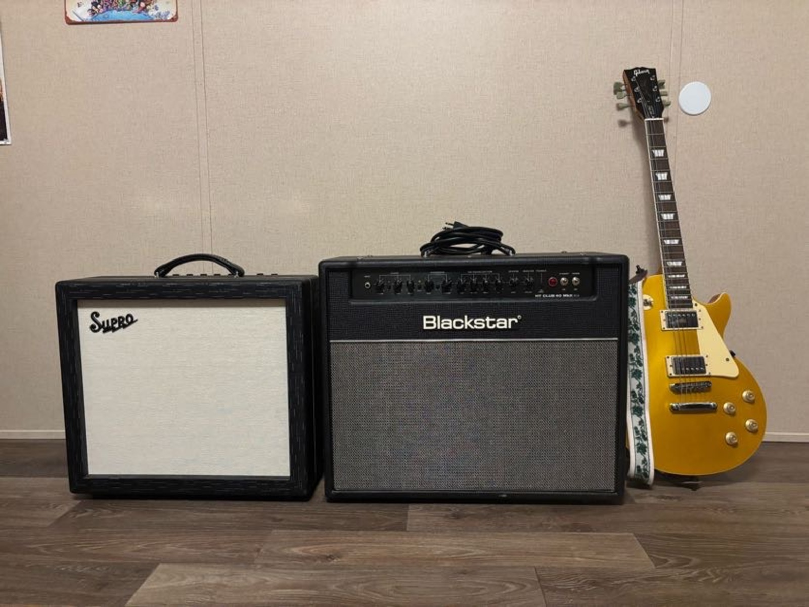 Metal Amp Rig by asouthiseng1 featuring Supro 1932R Royale 50W 1x12 Combo, Blackstar HT Club 40 Mk II 1x12" 40w Tube Combo, and Gibson Custom 1957 Les Paul Goldtop Reissue