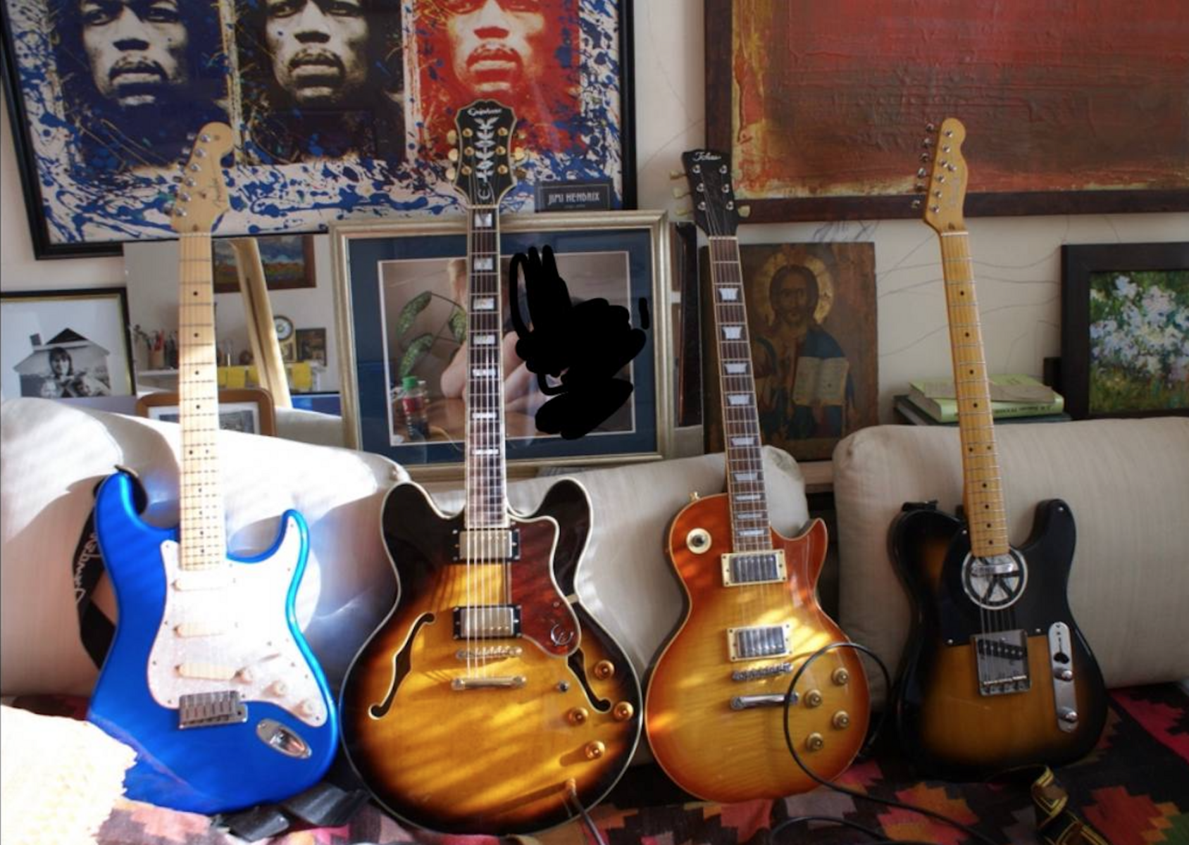 Country Music Gear Setup by yusmars featuring Fender 50th Anniversary Stratocaster, Epiphone Sheraton II Pro, and Tokai love rock ls-75 and 1 more piece of gear