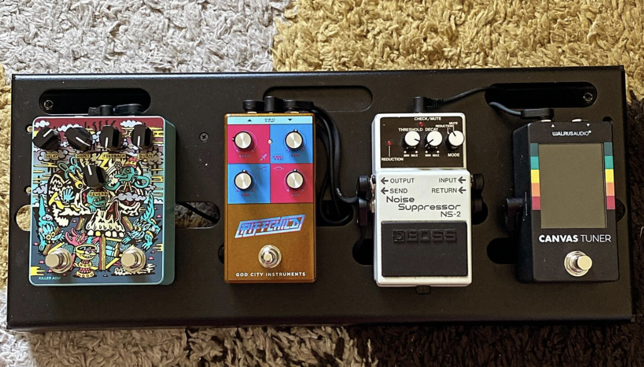 Metal Pedalboard by axel_tnl featuring Voodoo Lab Pedal Power 3, Boss NS-2 Noise Suppressor, and Walrus Audio Canvas Tuner Pedal and 2 more pieces of gear