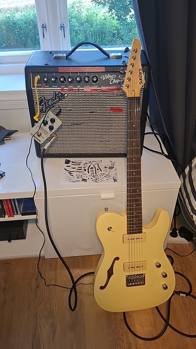 Metal Amp Rig by lars_gustav_larsson featuring TC Electronic Mimiq Doubler, Sub Zero Paradigm Semi-Hollow Electric Guitar, and Fender Vibro Champ XD and 2 more pieces of gear