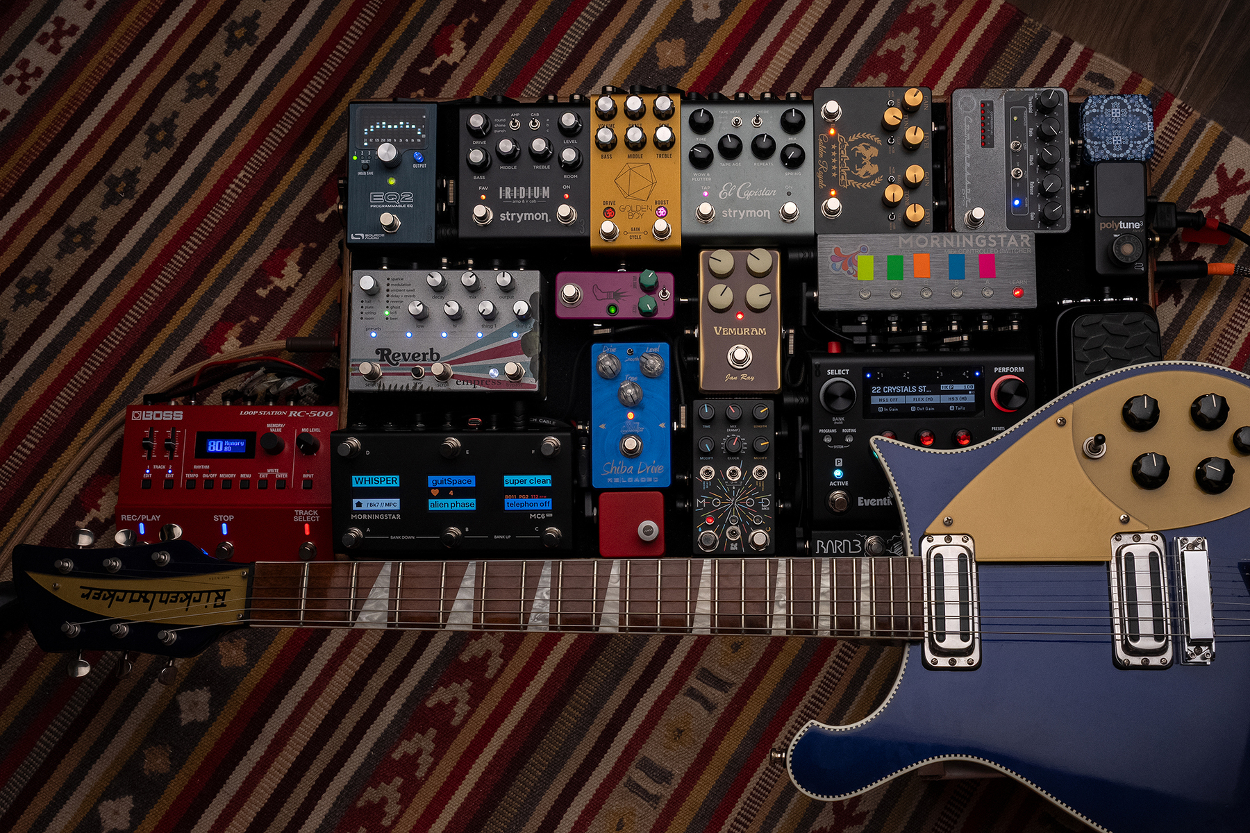 Pedalboard by raulderei featuring Rickenbacker 660 Electric Guitar, Source Audio EQ2 Programmable EQ, and Strymon Iridium Amp & IR Cab and 15 more pieces of gear