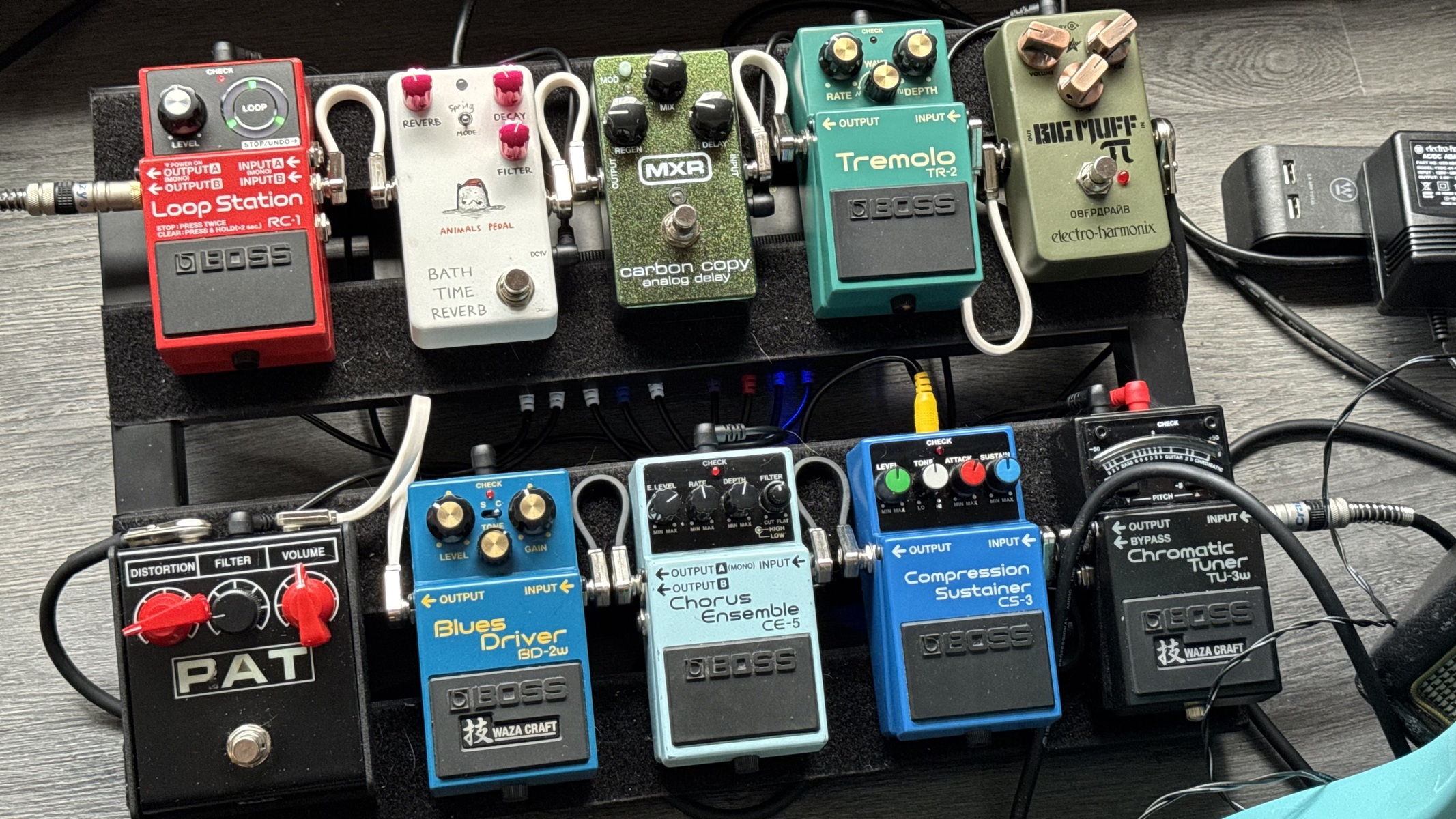 Boss Pedalboard by evan_jb featuring Boss TU-3W Chromatic Tuner, Boss CS-3 Compression Sustainer, and Boss CE-5 Chorus Ensemble and 8 more pieces of gear