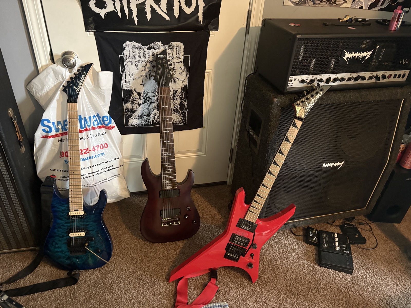Metal Amp Rig by jpete_115 featuring Jackson Warrior, Schecter Omen-8, and Jackson Pro Series Dinky DK2QM and 2 more pieces of gear