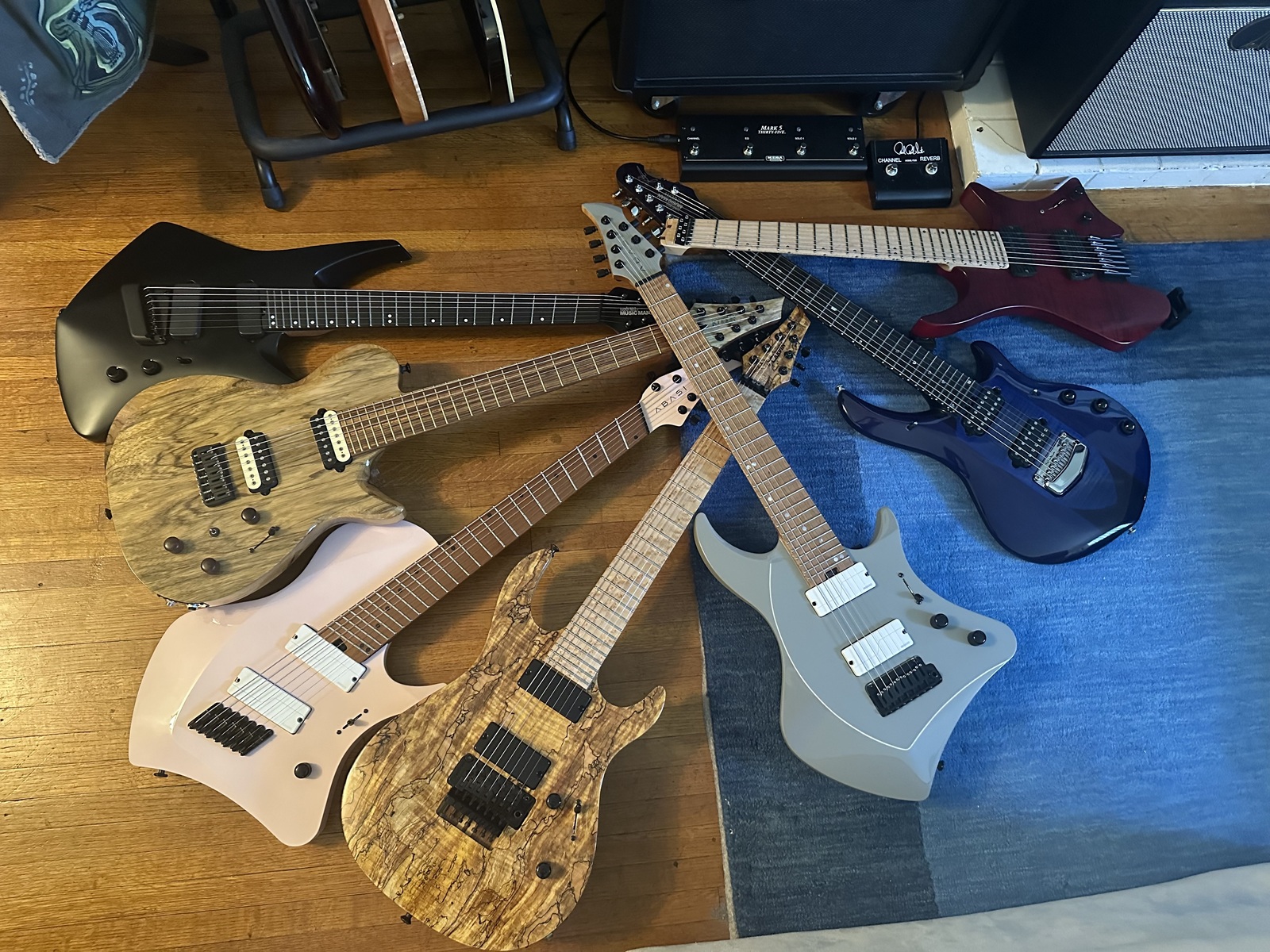 Metal Music Gear Setup by edgedancer featuring Ernie Ball Music Man Kaizen 7 Guitar, Kiesel SCB7, and Abasi Larada 7 Japan Series Guitar and 4 more pieces of gear
