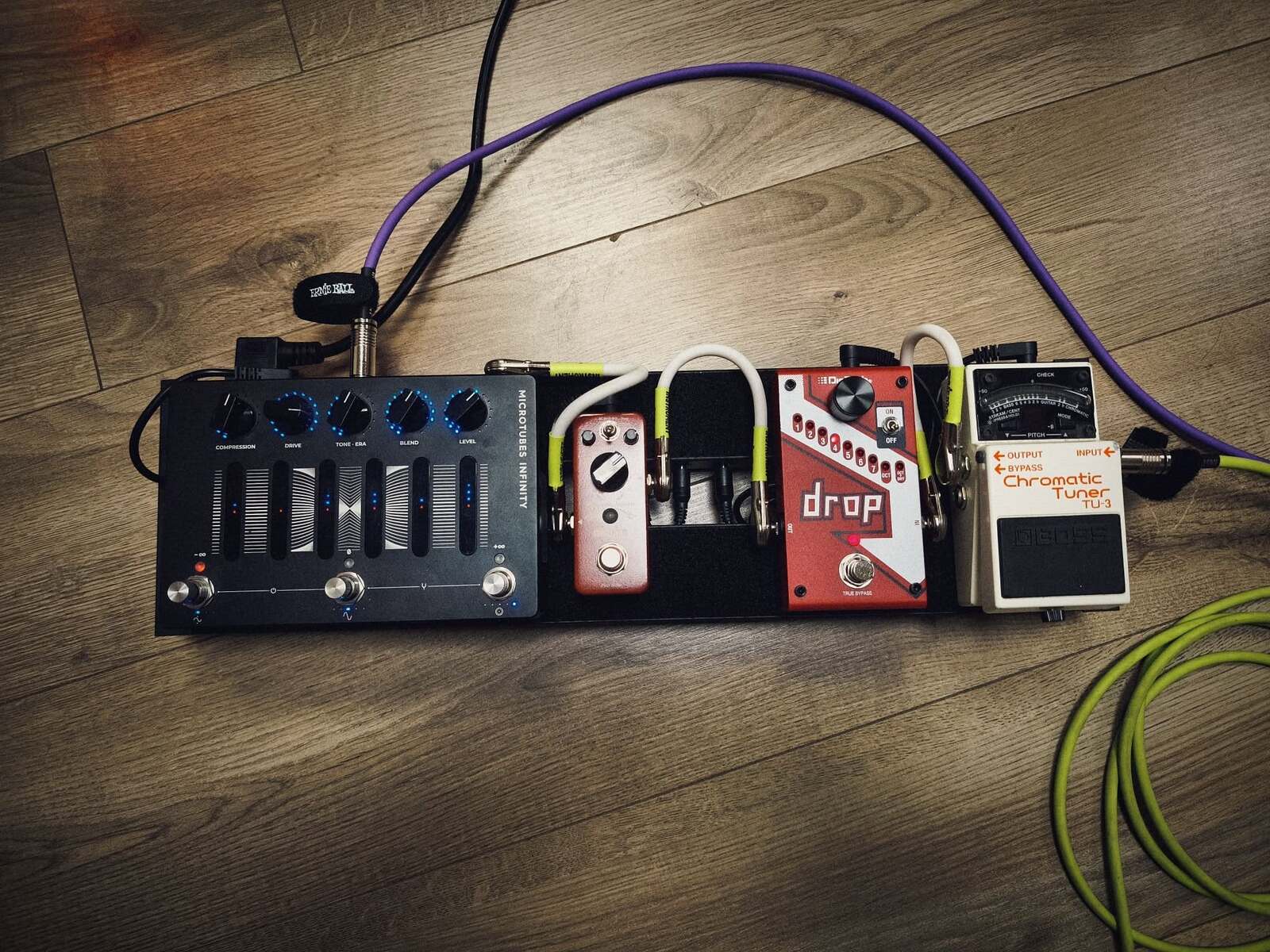 Pedalboard by bassistbear featuring Darkglass Electronics Microtubes Infinity Preamp Pedal, DigiTech Drop, and Boss TU-3 Chromatic Tuner and 1 more piece of gear