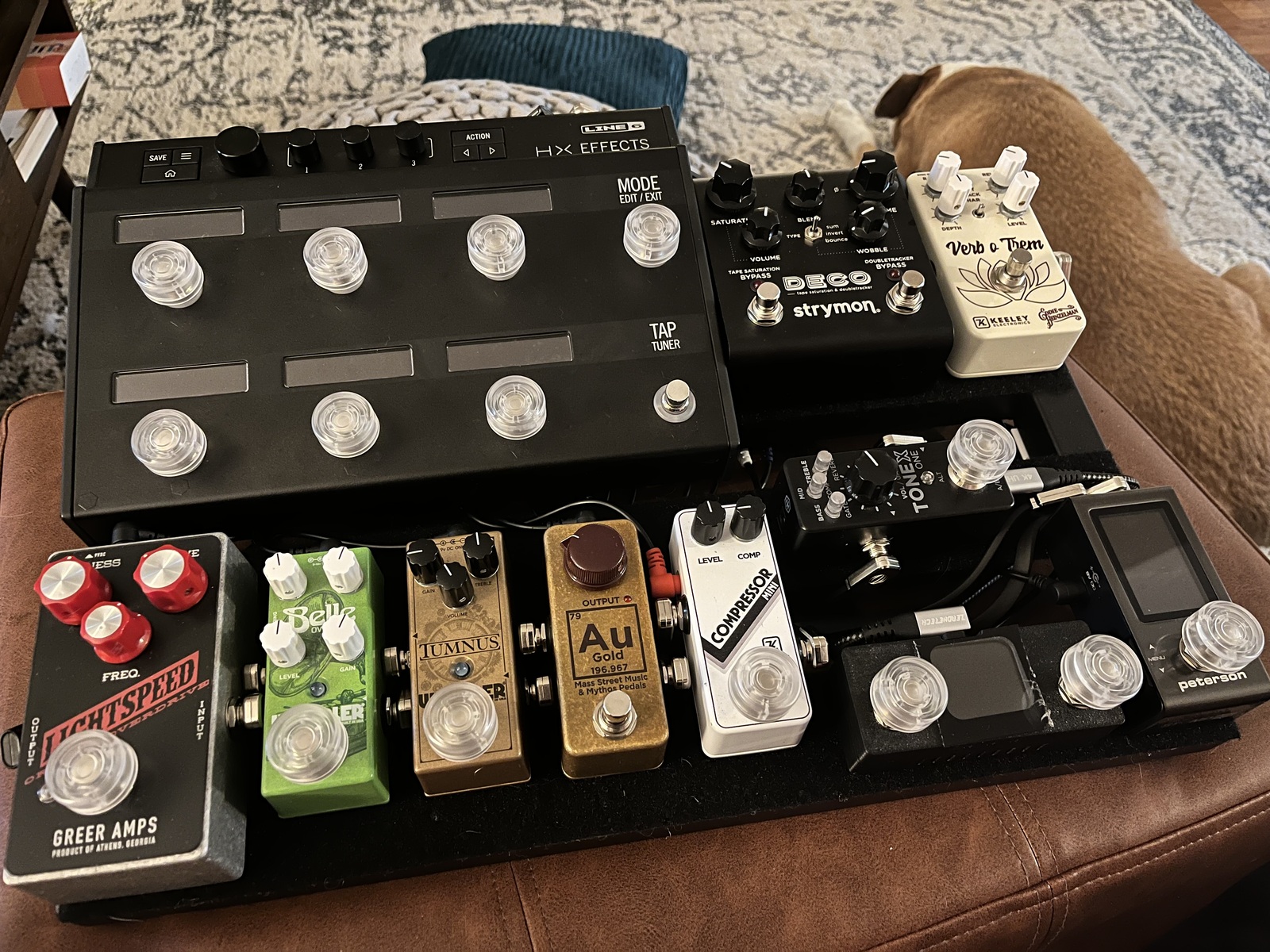 Country Pedalboard by timwasem featuring Line 6 HX Effects Guitar Multi-effects Floor Processor, Mythos Pedals Golden Fleece, and Greer Amps Lightspeed Organic Overdrive and 7 more pieces of gear