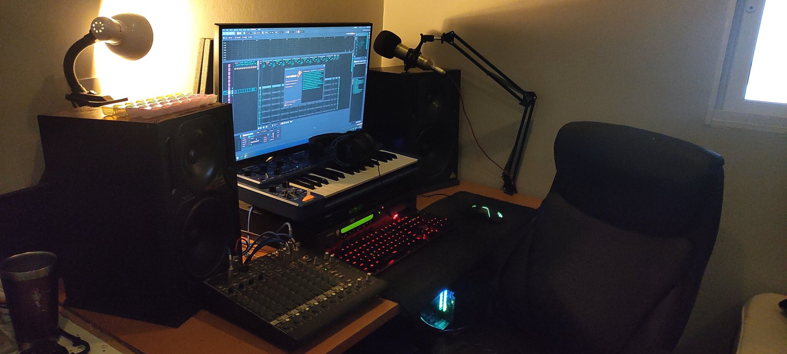 Electronic Studio Setup by fpszky featuring Behringer TRUTH B2031A Active Monitor, Mackie MicroSeries 1202-VLZ, and Roland D-110 and 4 more pieces of gear