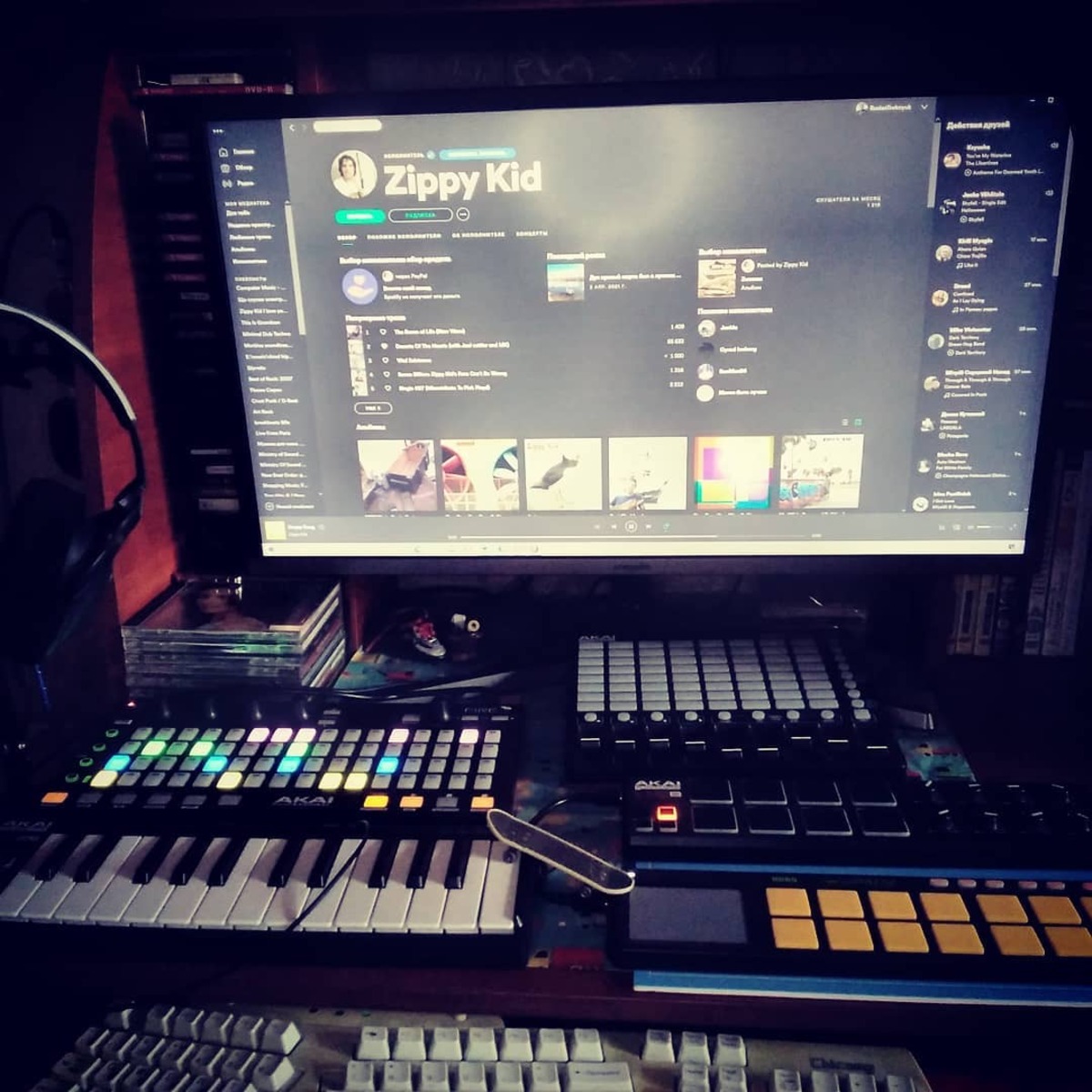 Electronic Studio Setup by zippykid featuring Akai LPK25, Korg NanoPad2, and Akai Professional Fire and 2 more pieces of gear