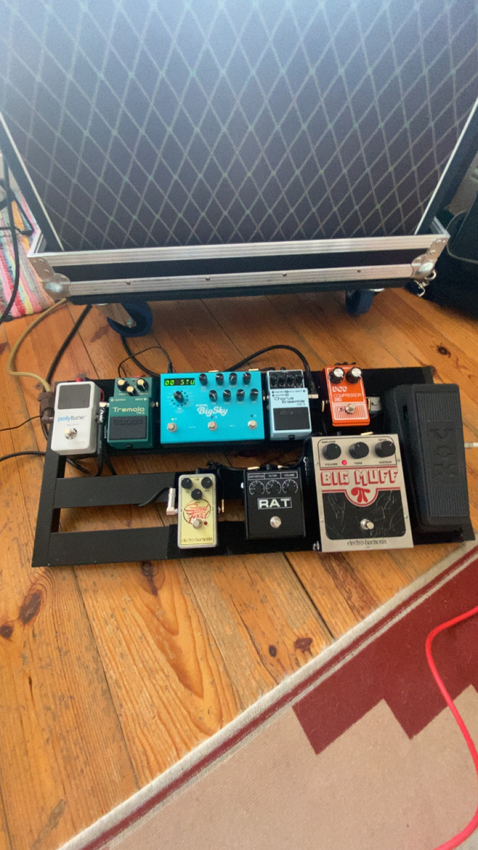 Pedalboard by stonemadnumberonefan featuring Vox Wah Pedal (General), DOD Compressor 280 (Reissue), and Electro-Harmonix Big Muff Pi and 6 more pieces of gear