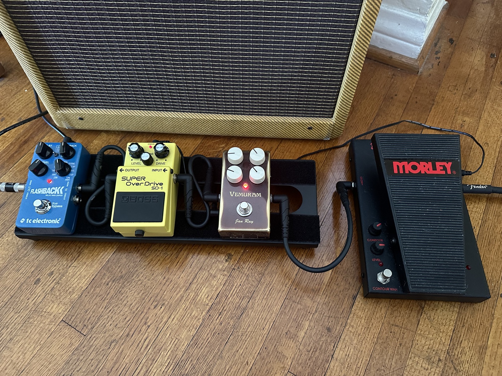 Metal Pedalboard by edgedancer featuring TC Electronic Flashback Delay, Boss SD-1 Super OverDrive, and Vemuram Jan Ray and 2 more pieces of gear