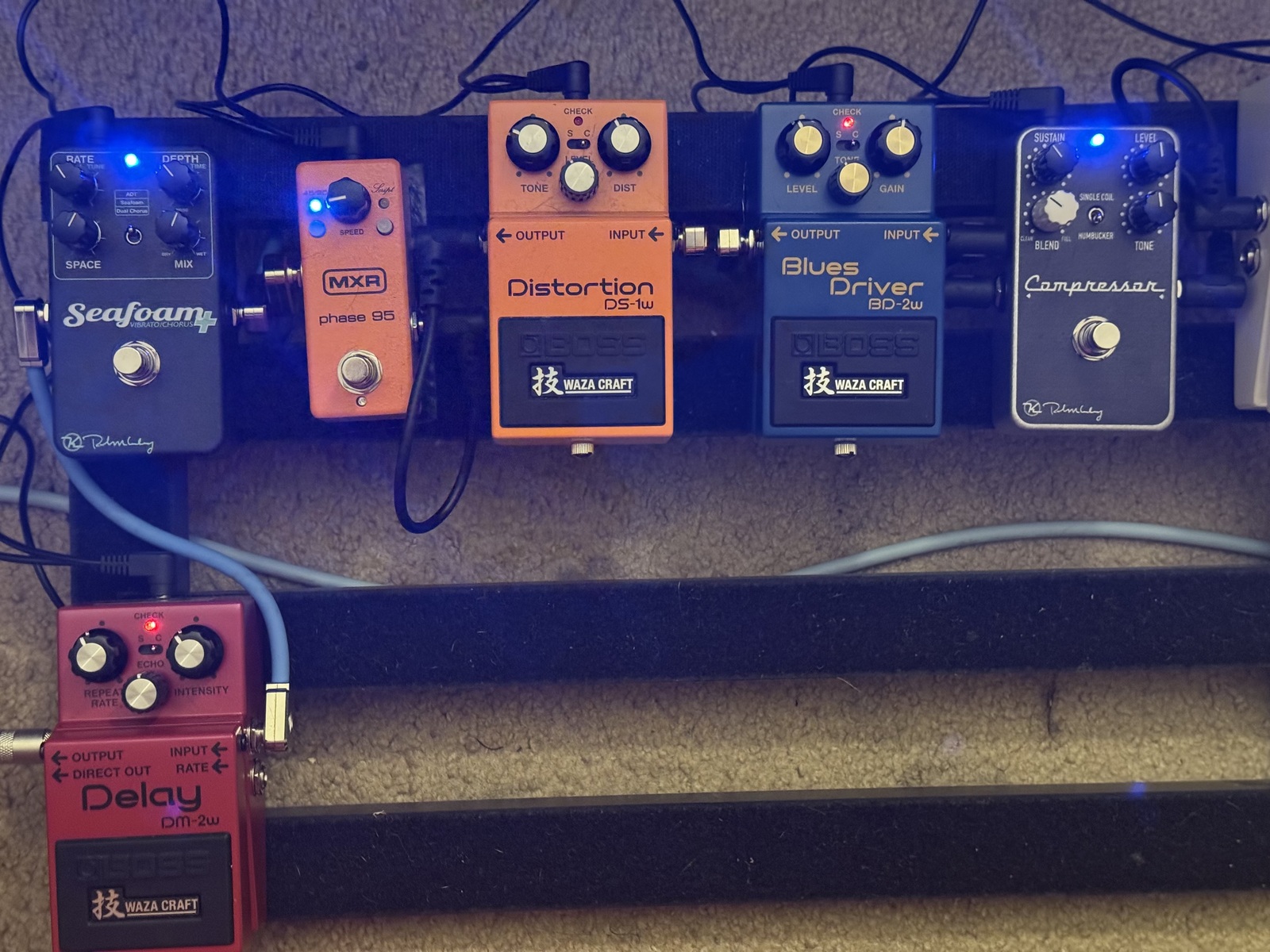 Metal Pedalboard by stu89 featuring Keeley Compressor Plus, Boss BD-2W Blues Driver Waza Craft, and Boss DS-1W Distortion Waza Craft and 3 more pieces of gear