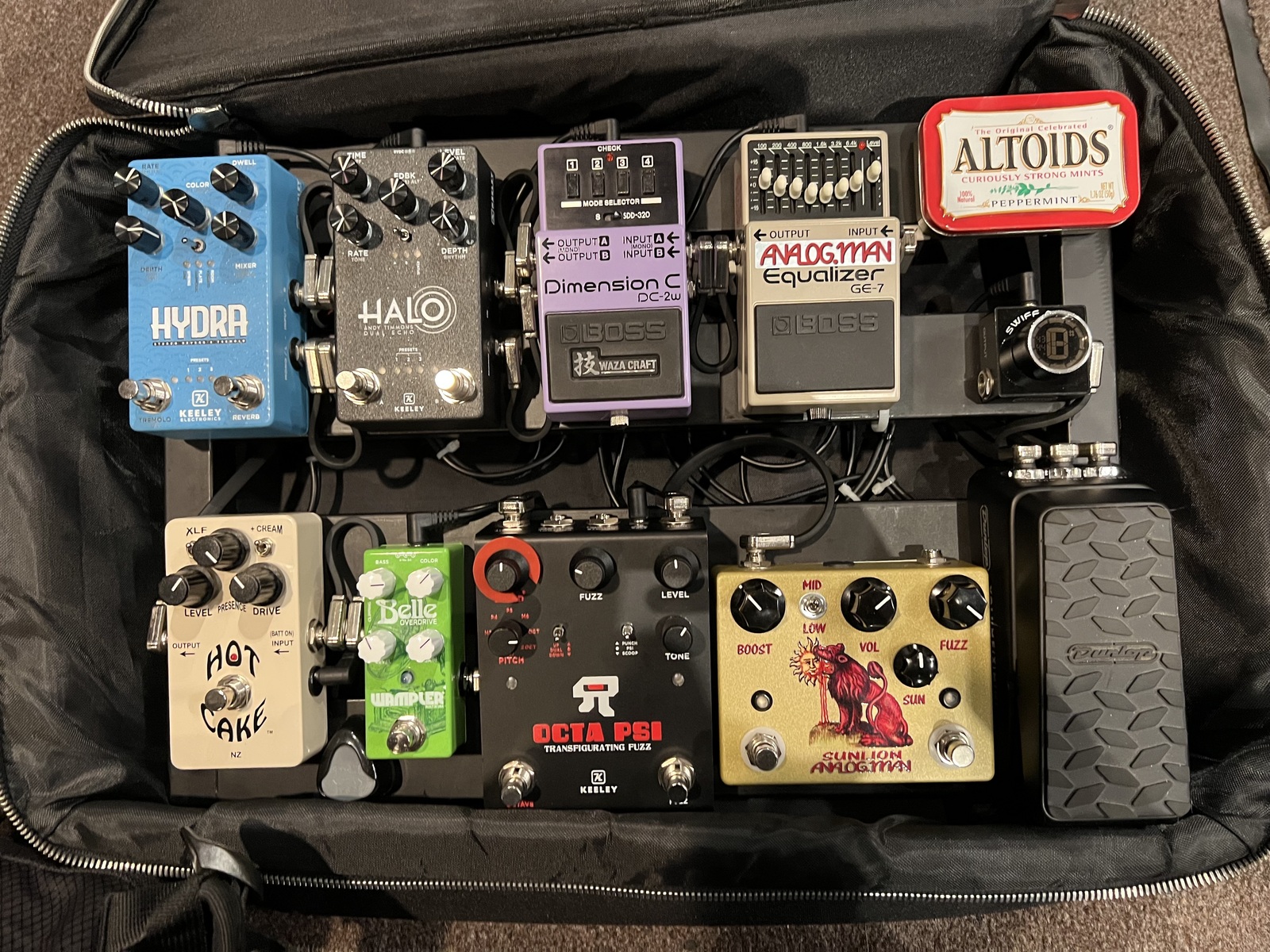 Country Pedalboard by sprucebringsteen featuring Dunlop Volume X Mini Pedal DVP4, Analog Man Sun Lion Fuzz Pedal, and Keeley Octa Psi Transfigurating Fuzz and 8 more pieces of gear