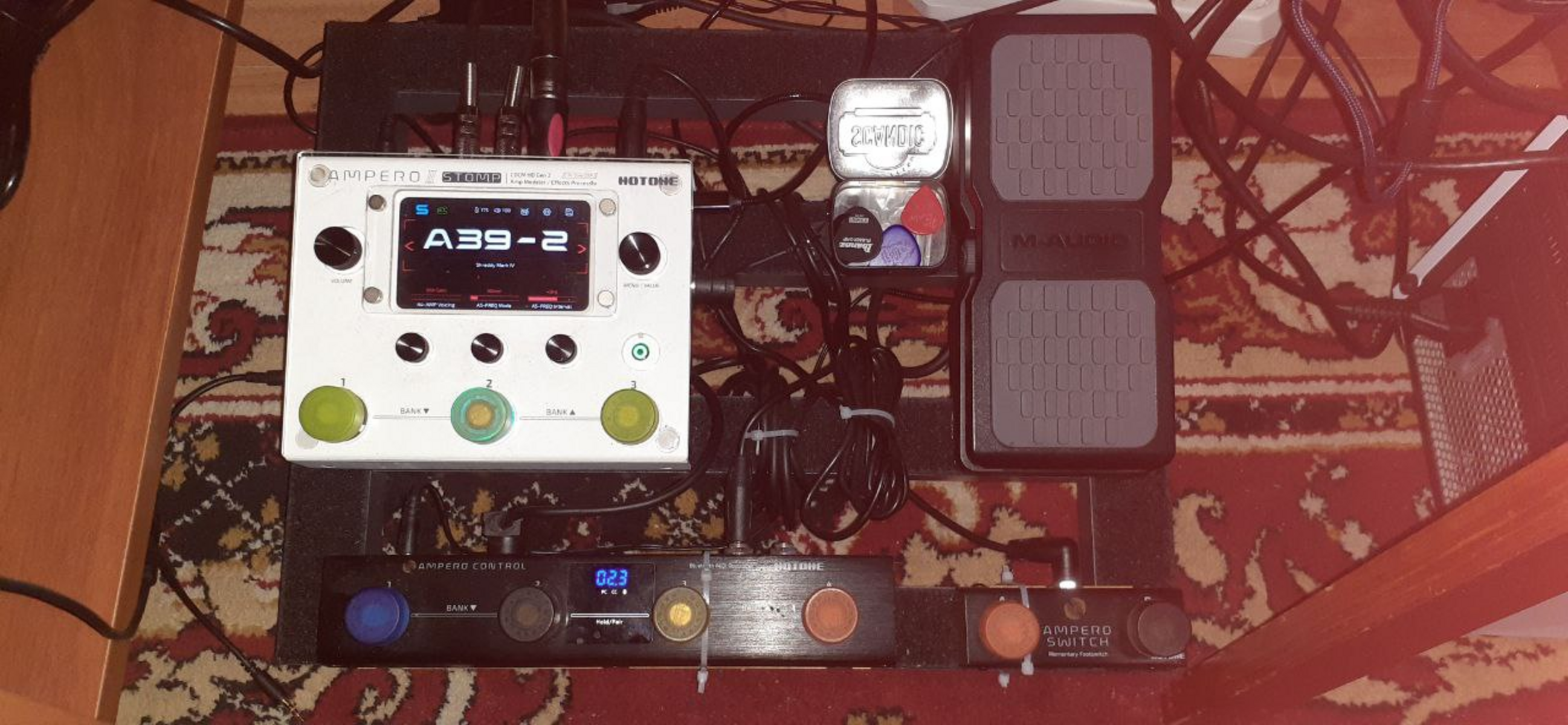 Jazz Pedalboard by i_n_h featuring Hotone Ampero II Stomp, Hotone Ampero Control 4-Button Bluetooth MIDI Controller, and Hotone Ampero Switch and 4 more pieces of gear