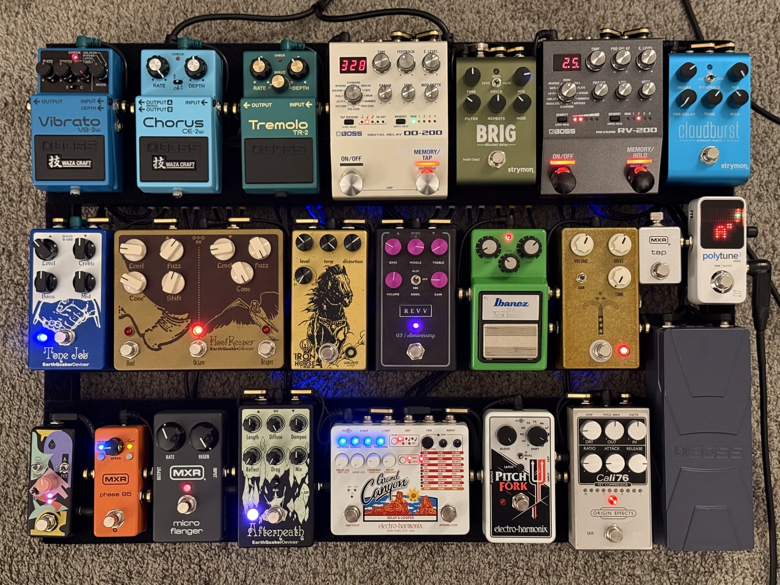 Pedalboard by diamondhead27 featuring Pedaltrain XD-24, Truetone 1 Spot Pro CS12, and EBS PG – Premium Gold Flat Patch Cables and 24 more pieces of gear