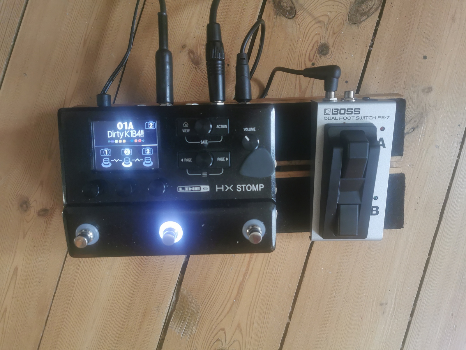 Metal Pedalboard by maibanez featuring Boss FS-7 Dual Foot Switch and Line 6 HX Stomp Guitar Multi-Effects Floor Processor