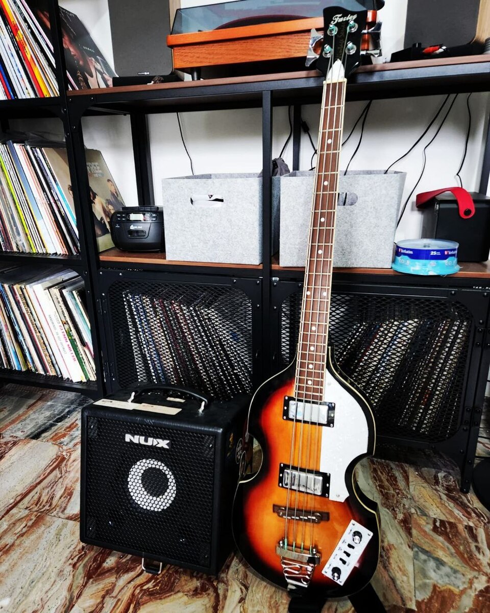 NUX Studio Setup by thenerdbass featuring Nux Mighty Bass 50 Bt 50W Digital Modeling Bass Amplifier With Bluetooth Black and Fazley FVB500 Violin Bass