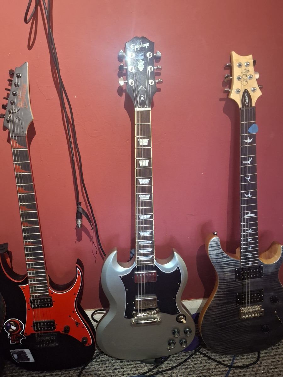 Metal Music Gear Setup by spookievie featuring Epiphone SG Standard, Ibanez Gio GRG131DX, and PRS CE 24