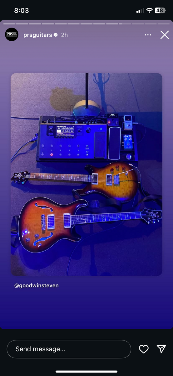 Pedalboard by steven_goodwin featuring PRS SE DGT David Grissom Signature Solidbody Electric Guitar, PRS SE Hollowbody II, and Caline Pure Sky Overdrive and 5 more pieces of gear