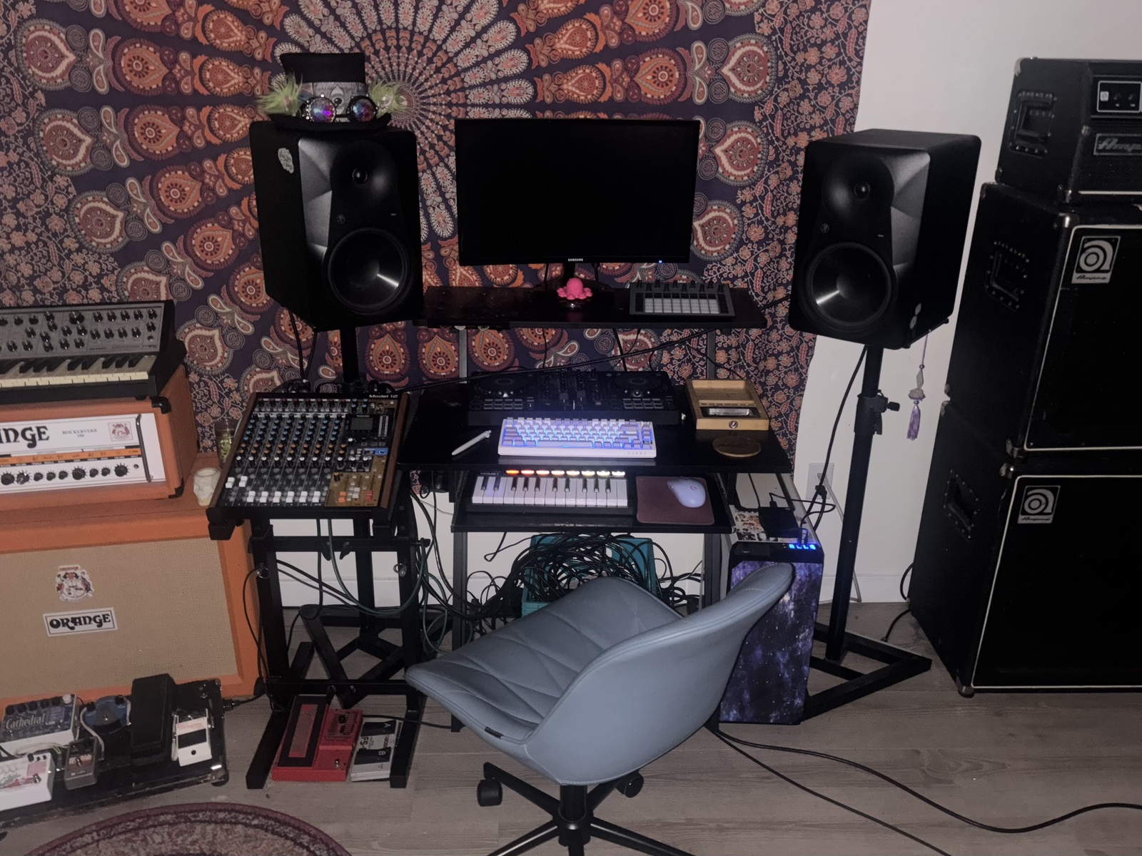 Electronic Studio Setup by dazedjames featuring TASCAM Model 12, Mackie MR824 8" Active Studio Monitors (Pair), and Pioneer DJ DDJ-FLX4 2-Channel DJ Controller and 15 more pieces of gear