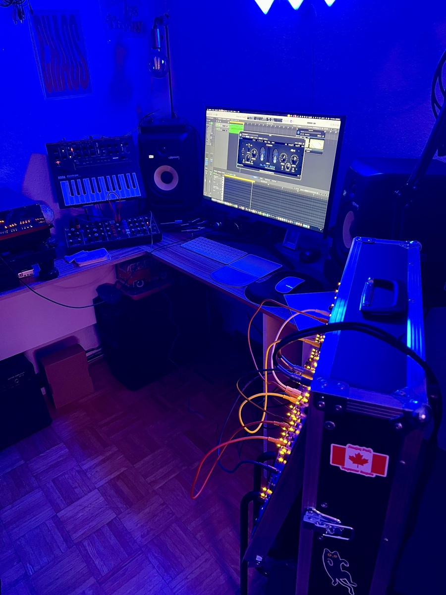 Electronic Studio Setup by 3x3cute featuring Korg Volca Keys, Korg Monologue Black, and Behringer Model D and 15 more pieces of gear