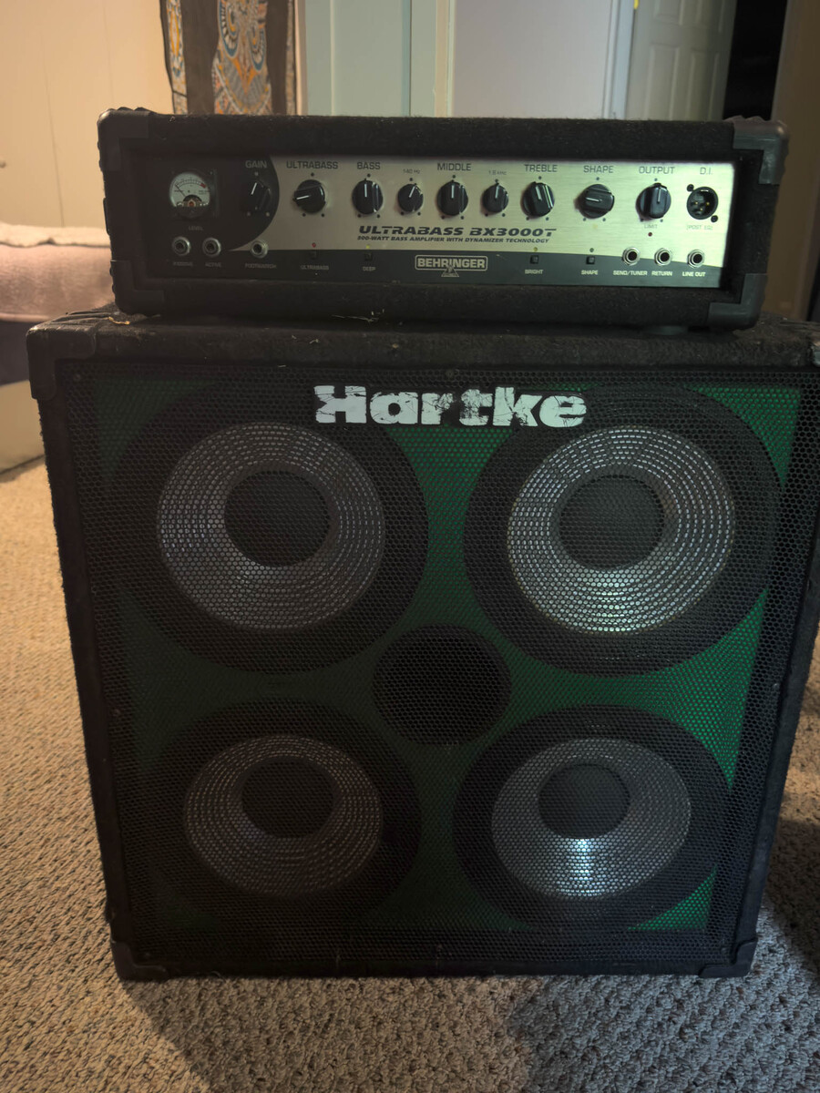 Hartke Amp Rig by izzyizix featuring Behringer BX3000T and Hartke 410XL Bass Cabinet