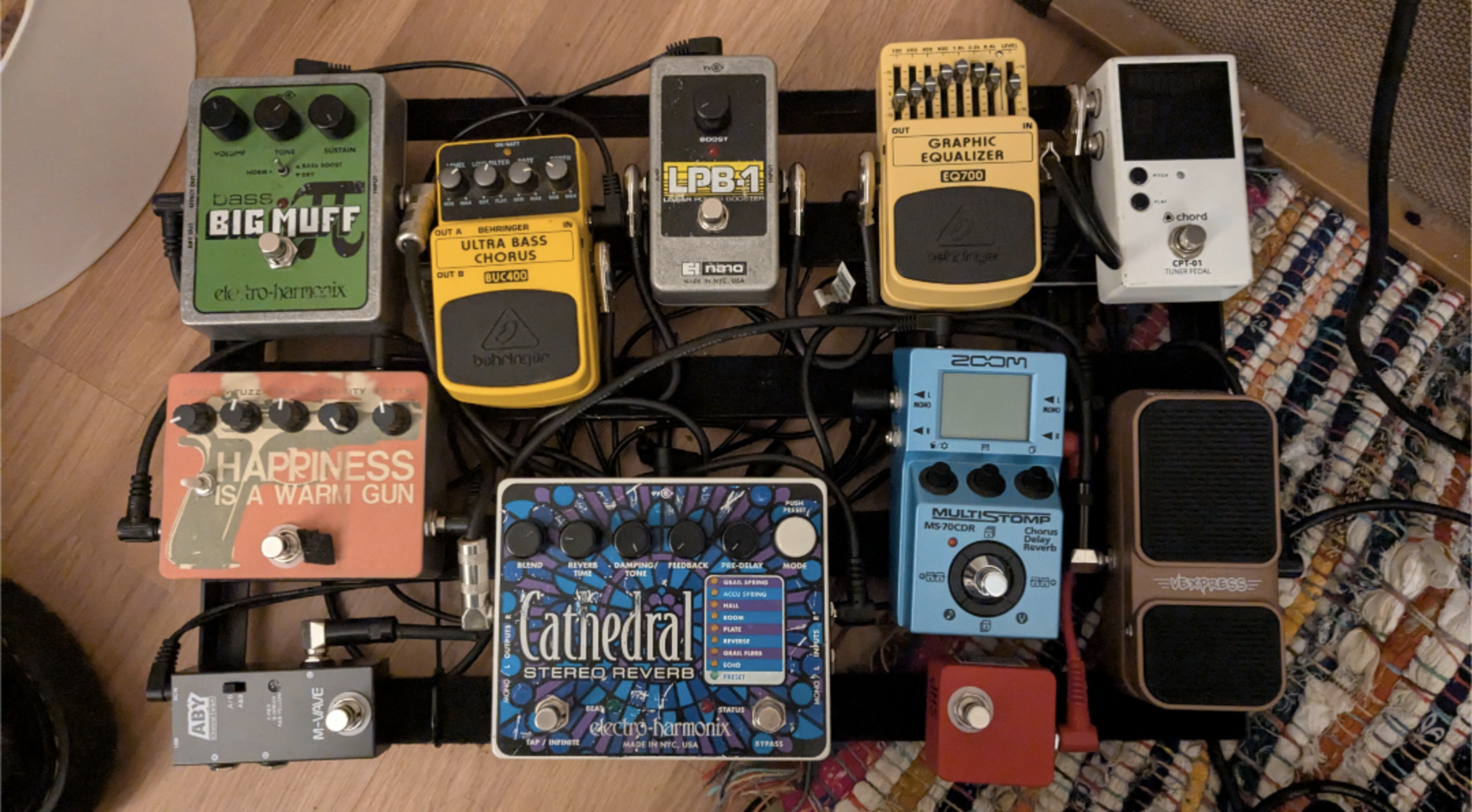 Pedalboard by fredford featuring Behringer EQ700 Graphic Equalizer, Electro-Harmonix LPB-1 Linear Power Booster Nano, and Behringer BUC400 Ultra Bass Chorus and 6 more pieces of gear