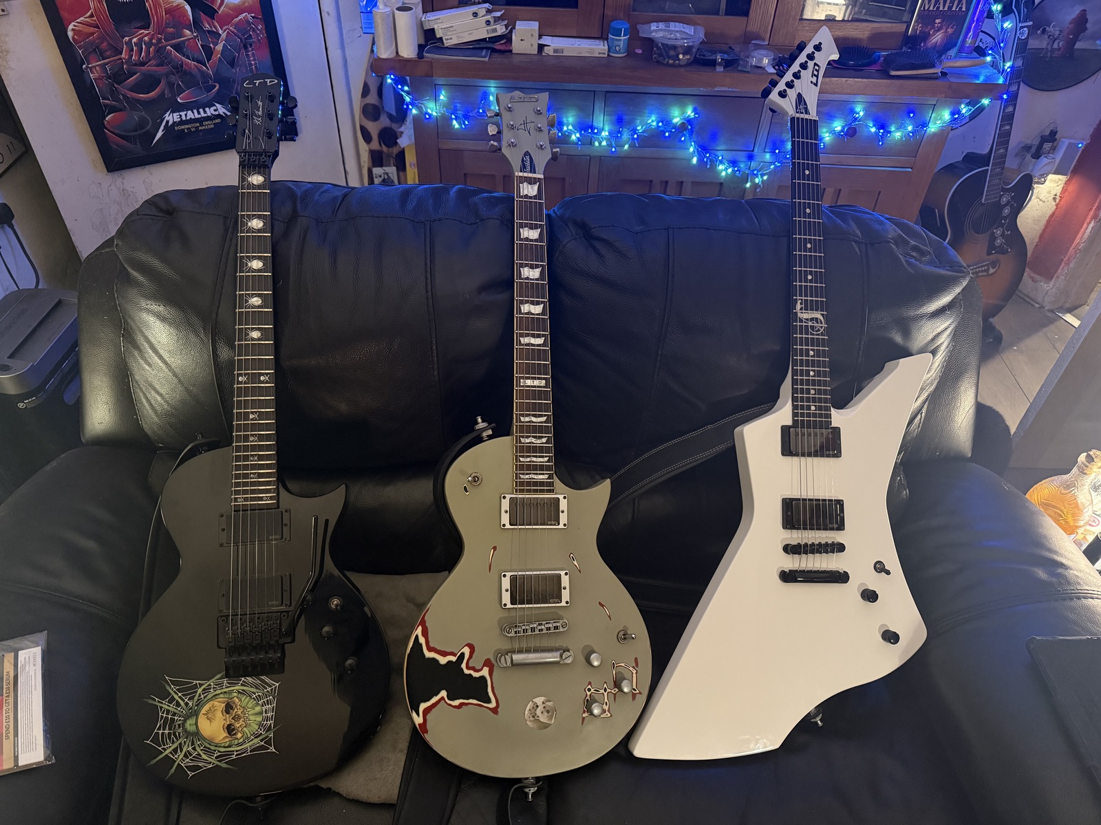 ESP Music Gear Setup by callummccaul featuring ESP LTD Kirk Hammett KH-3 Spider, LTD Truckster, and ESP LTD James Hetfield Snakebyte Electric Guitar