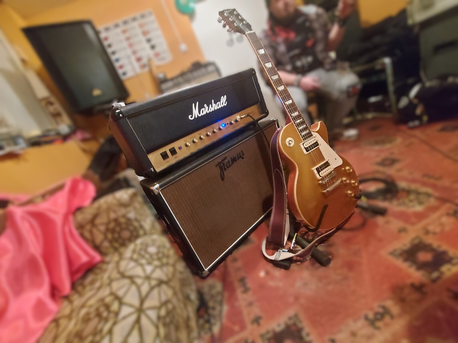 Amp Rig by ivanyimozes featuring Marshall Vintage Modern 2266, Framus CS30 (Ruby Riot) matching 2x12 cab, and Gibson Les Paul Classic