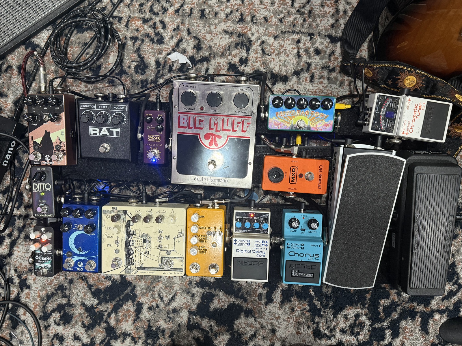 Pedalboard by jackwilliam featuring Dunlop GCB-95 Cry Baby, Ernie Ball 6180 VP JR. Passive Volume Pedal, and Boss TU-2 Chromatic Tuner and 13 more pieces of gear