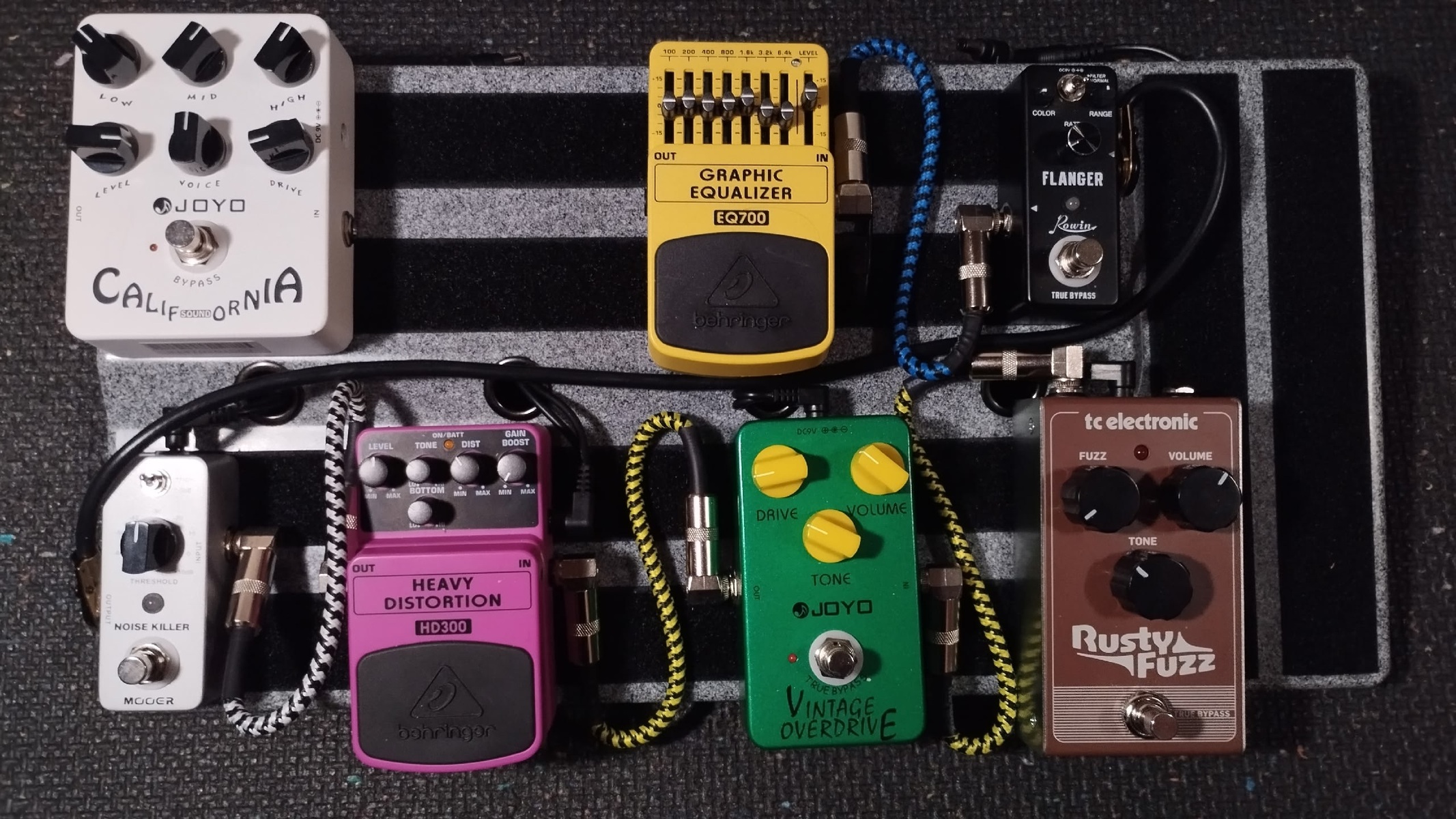 Metal Pedalboard by bulash featuring Joyo JF-01 Vintage Overdrive, Behringer EQ700 Graphic Equalizer, and TC Electronic Rusty Fuzz and 4 more pieces of gear