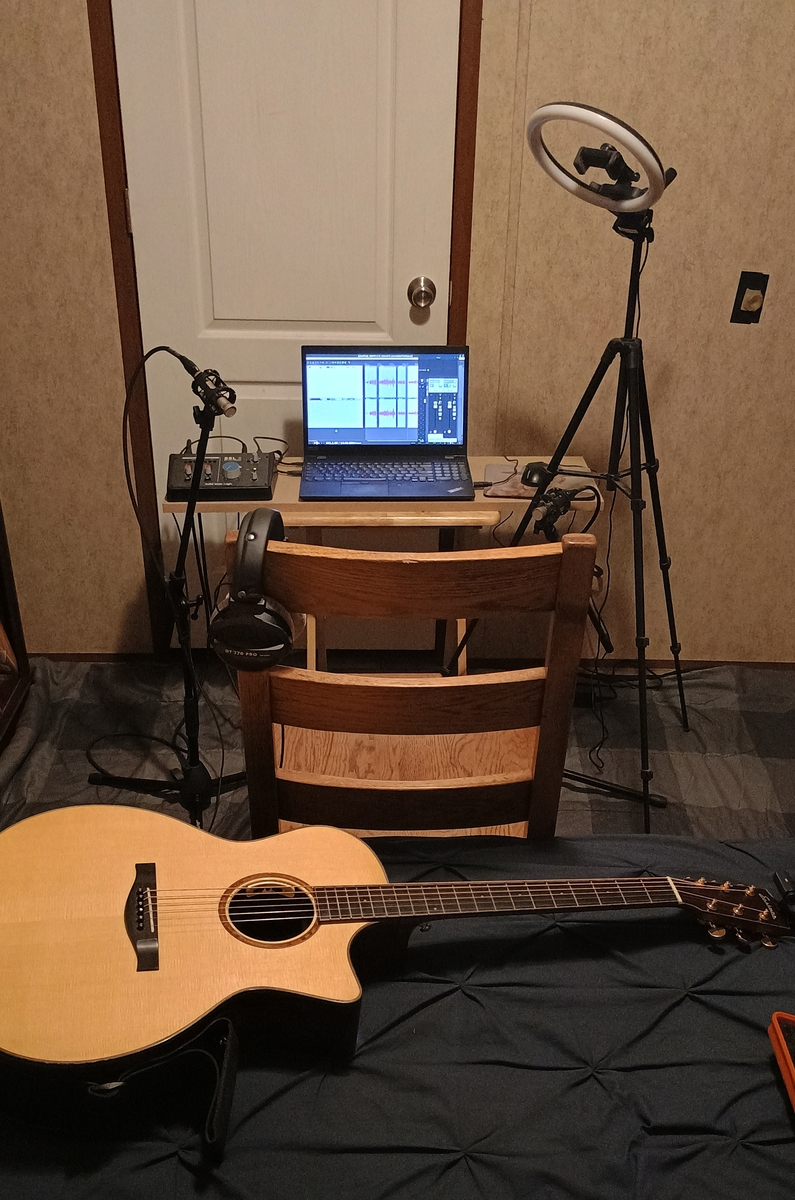 Electronic Studio Setup by acoustic777 featuring Eastman AC722CE, Korg Sledgehammer Pro, and Neckup guitar support and 6 more pieces of gear