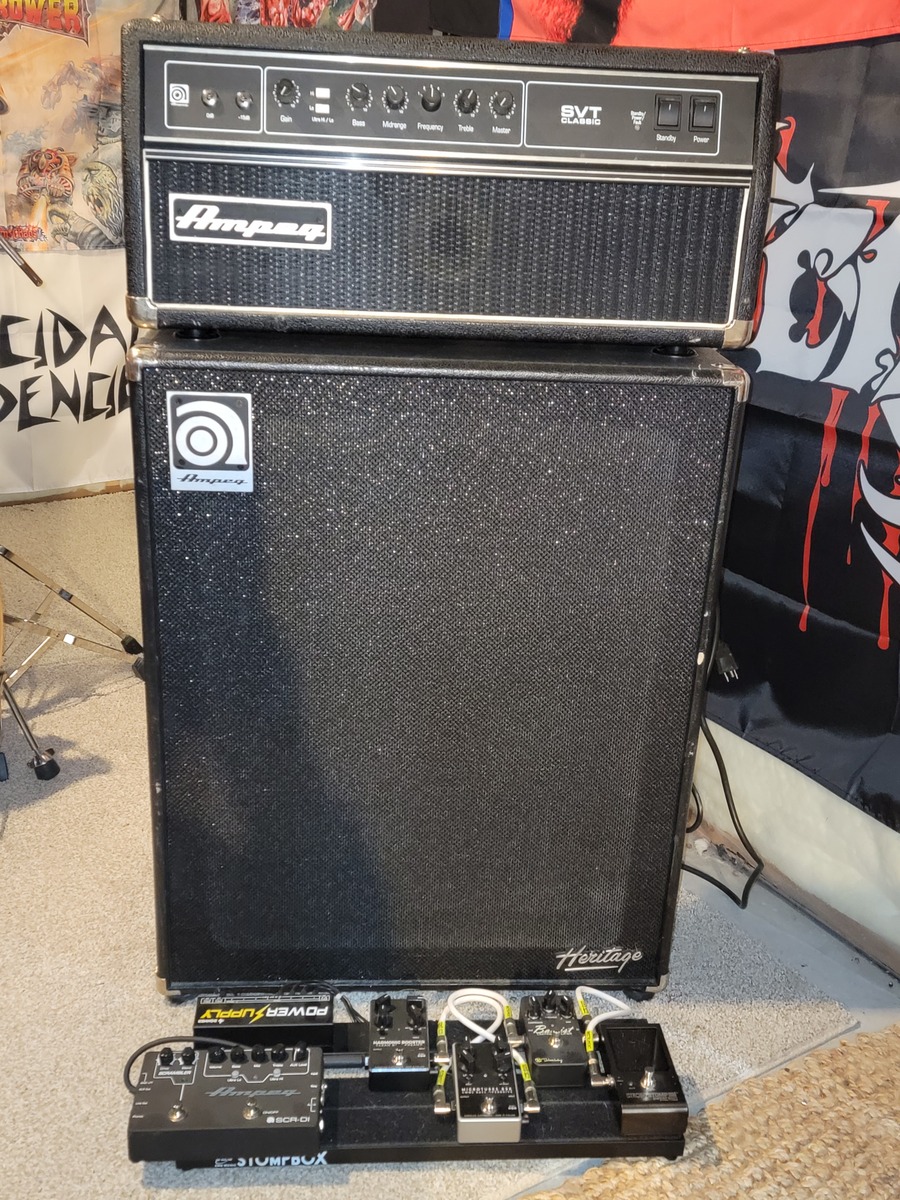 Pedalboard by johnny_t featuring Ampeg SVT-CL Classic, Ampeg Heritage SVT-410HLF, and Peterson StroboStomp HD and 6 more pieces of gear