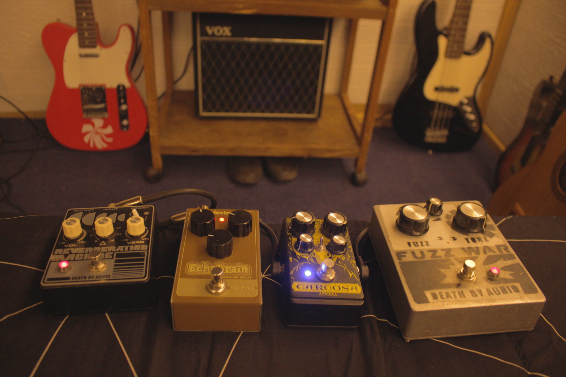 Pedalboard by sadfvzz featuring Death By Audio Fuzz War, DOD Carcosa Fuzz, and TC Electronic Echobrain Delay Pedal and 3 more pieces of gear