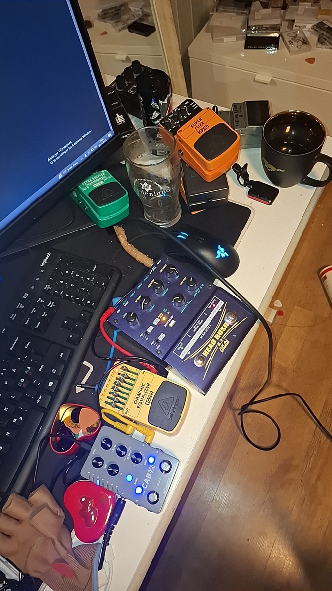 Pedalboard by lars_gustav_larsson featuring Mooer Cab X2, Behringer EQ700 Graphic Equalizer, and Akai Professional E2 HeadRush Delay/Looper and 7 more pieces of gear