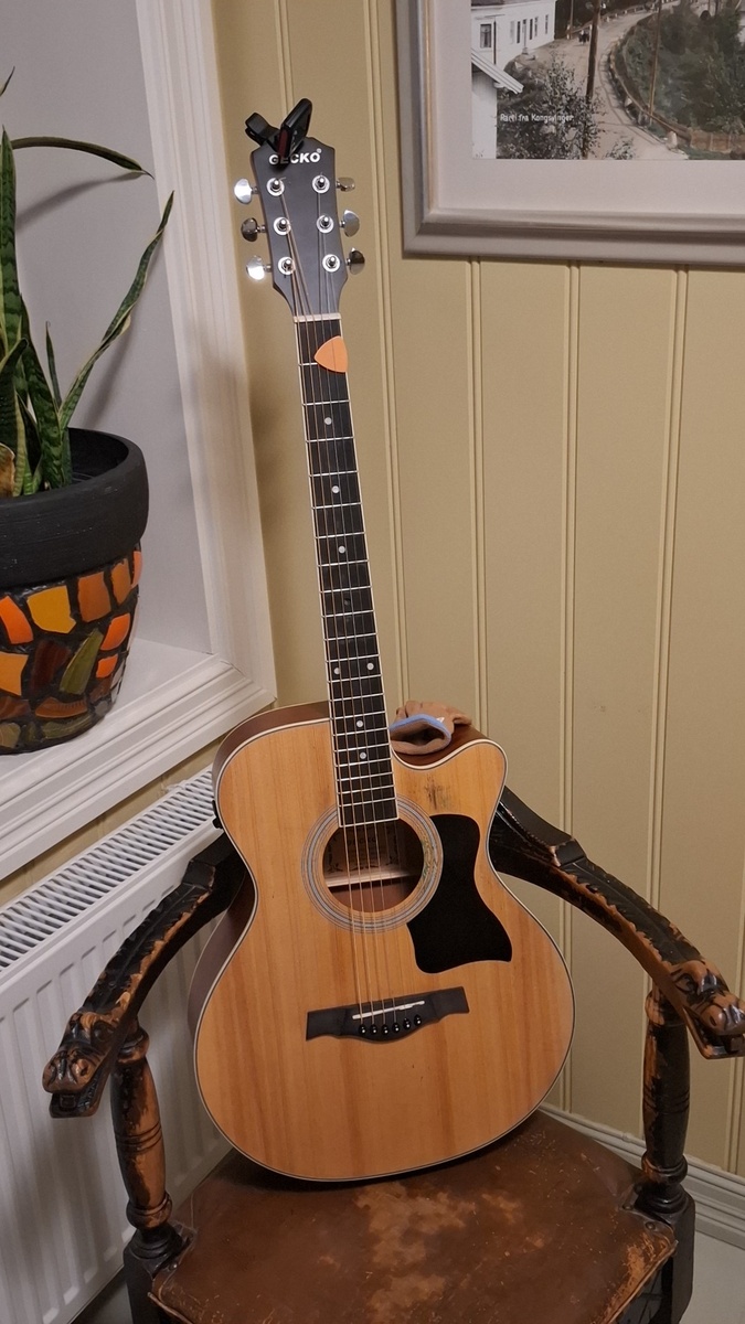 Gecko Musical Intrument Co Music Gear Setup by lars_gustav_larsson featuring Gecko Musical Intrument Co Gecko GF-40EQ Electro Acoustic Guitar and Pulse TU-14B Clip-on Tuner