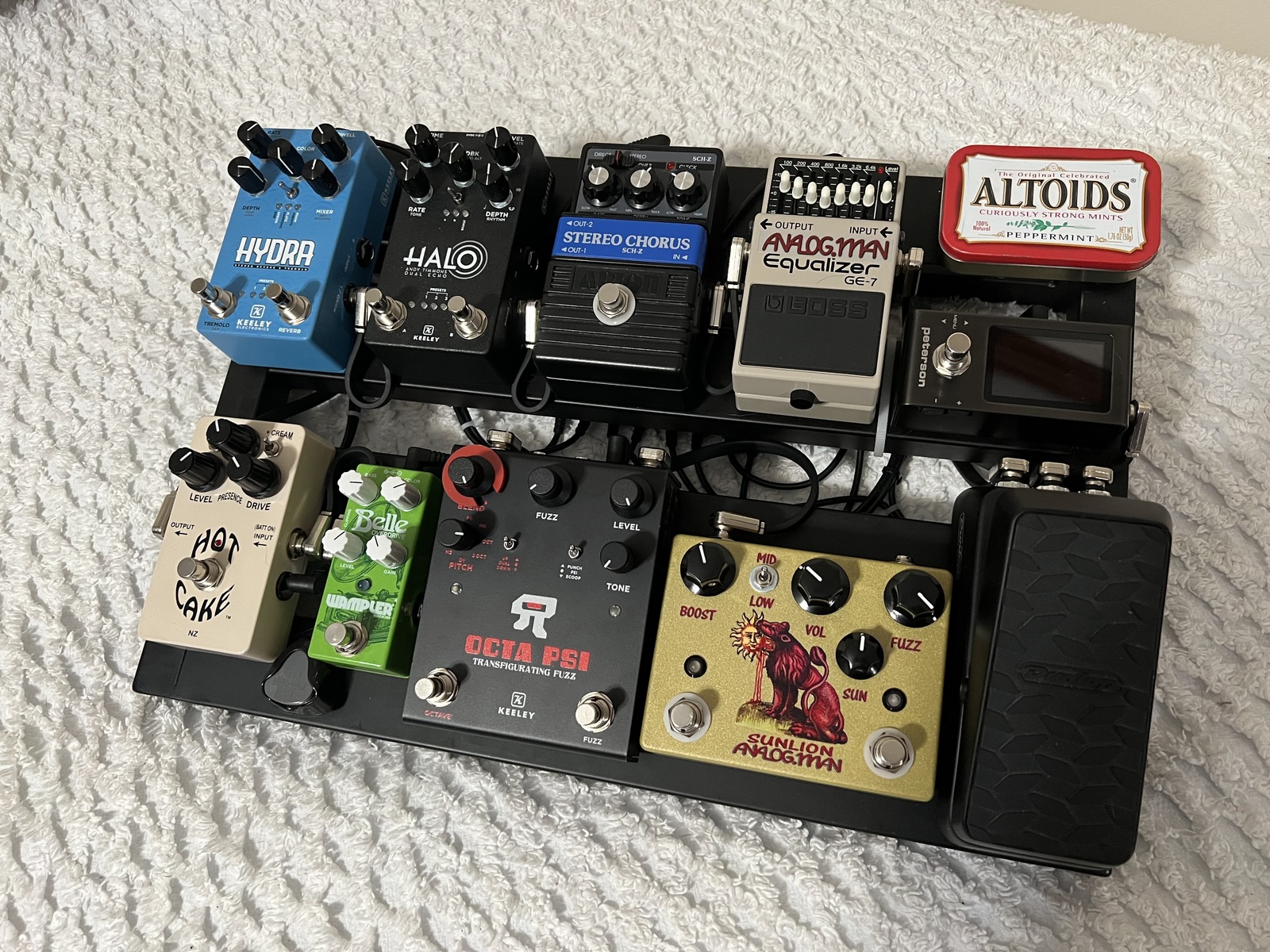 Country Pedalboard by sprucebringsteen featuring Analog Man Sun Lion Fuzz Pedal, Keeley Octa Psi Transfigurating Fuzz, and Wampler Belle and 8 more pieces of gear