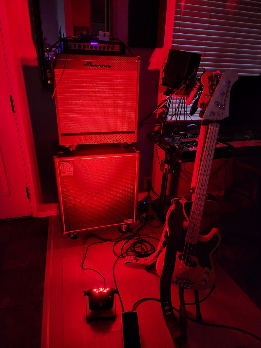 Ampeg Amp Rig by corey_schroeder featuring Lakland Skyline 44-51, Ampeg Portaflex PF-800 Bass Amp Head, and Ampeg Pf-210He Portaflex 2X10 Bass Speaker Cabinet and 1 more piece of gear