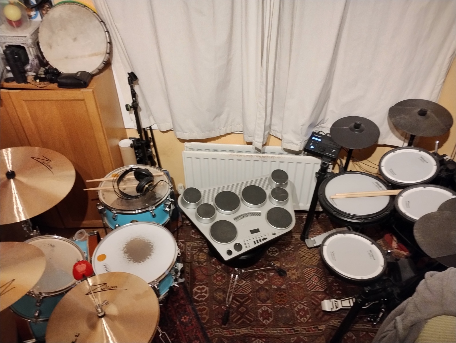 Drum Kit by steevc featuring Tama Club-JAM Kit, Yamaha DD-65 Digital Drum Kit, and Roland TD-07KVX