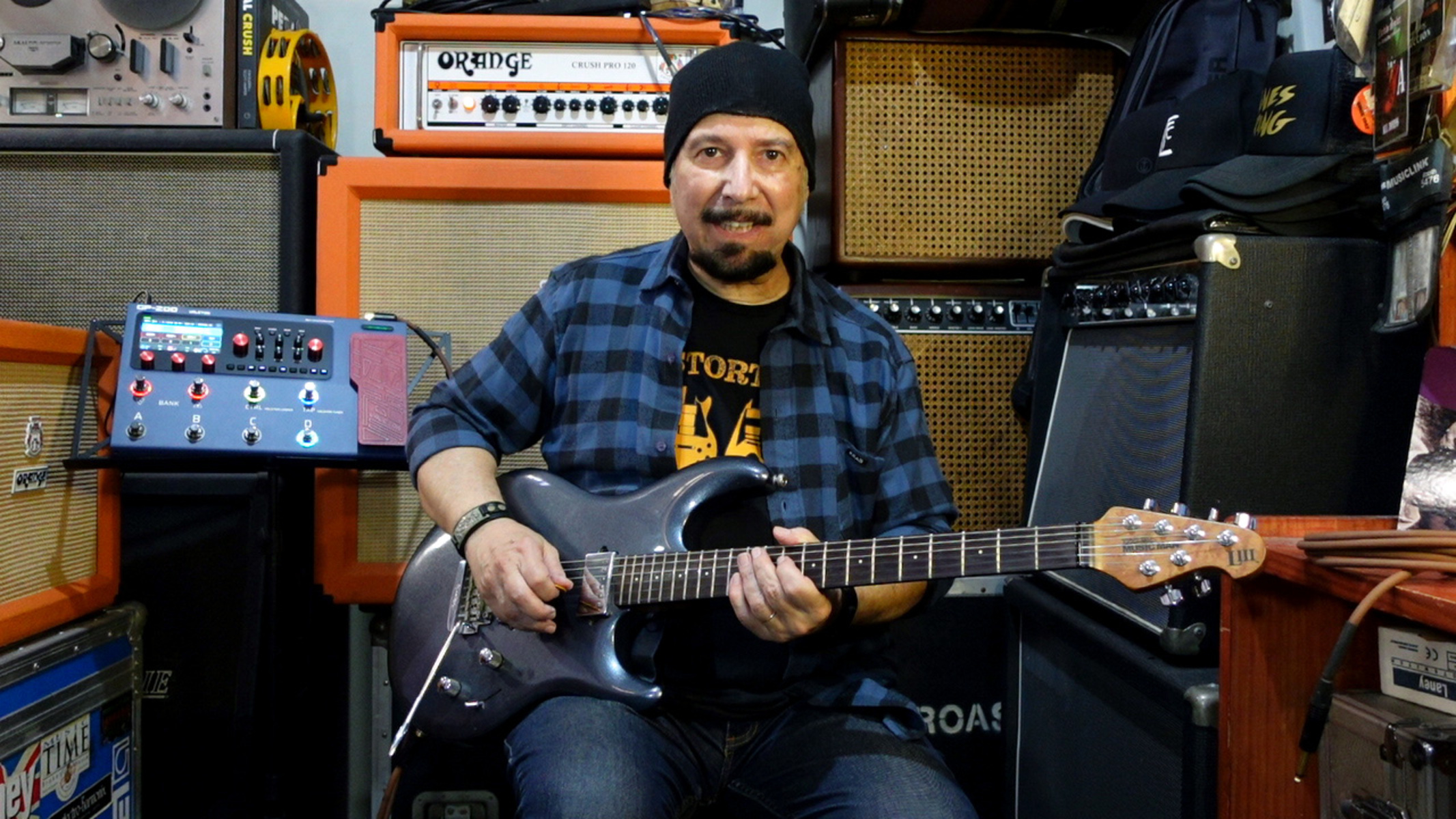 Metal Amp Rig by marcelo_roascio_ok featuring Valeton GP-200 Multi-Effects Processor, Orange Crush Pro 120H, and Ernie Ball Music Man Luke III and 2 more pieces of gear