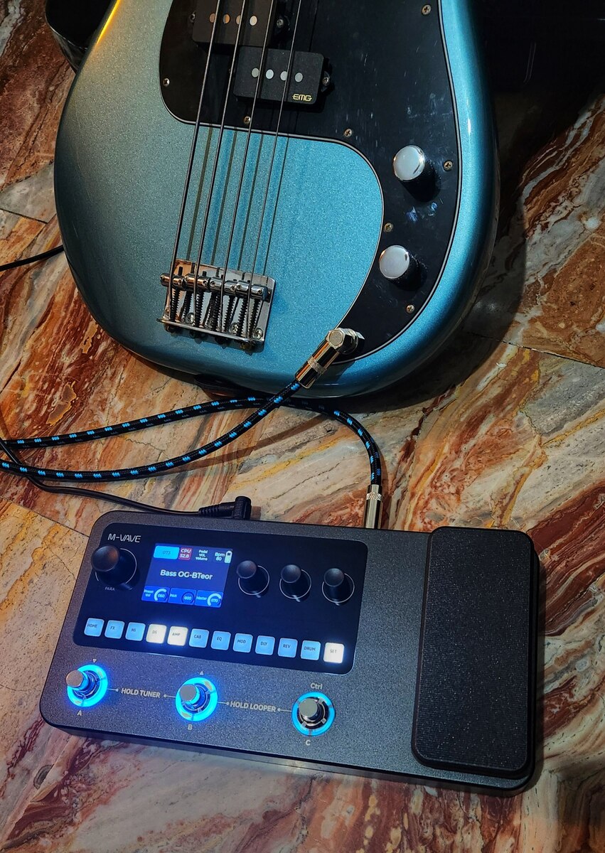 Pedalboard by thenerdbass featuring M-Vave MK-20, Fender Player Precision Bass, and EMG Geezer Butler Signature P Bass Pickup Set