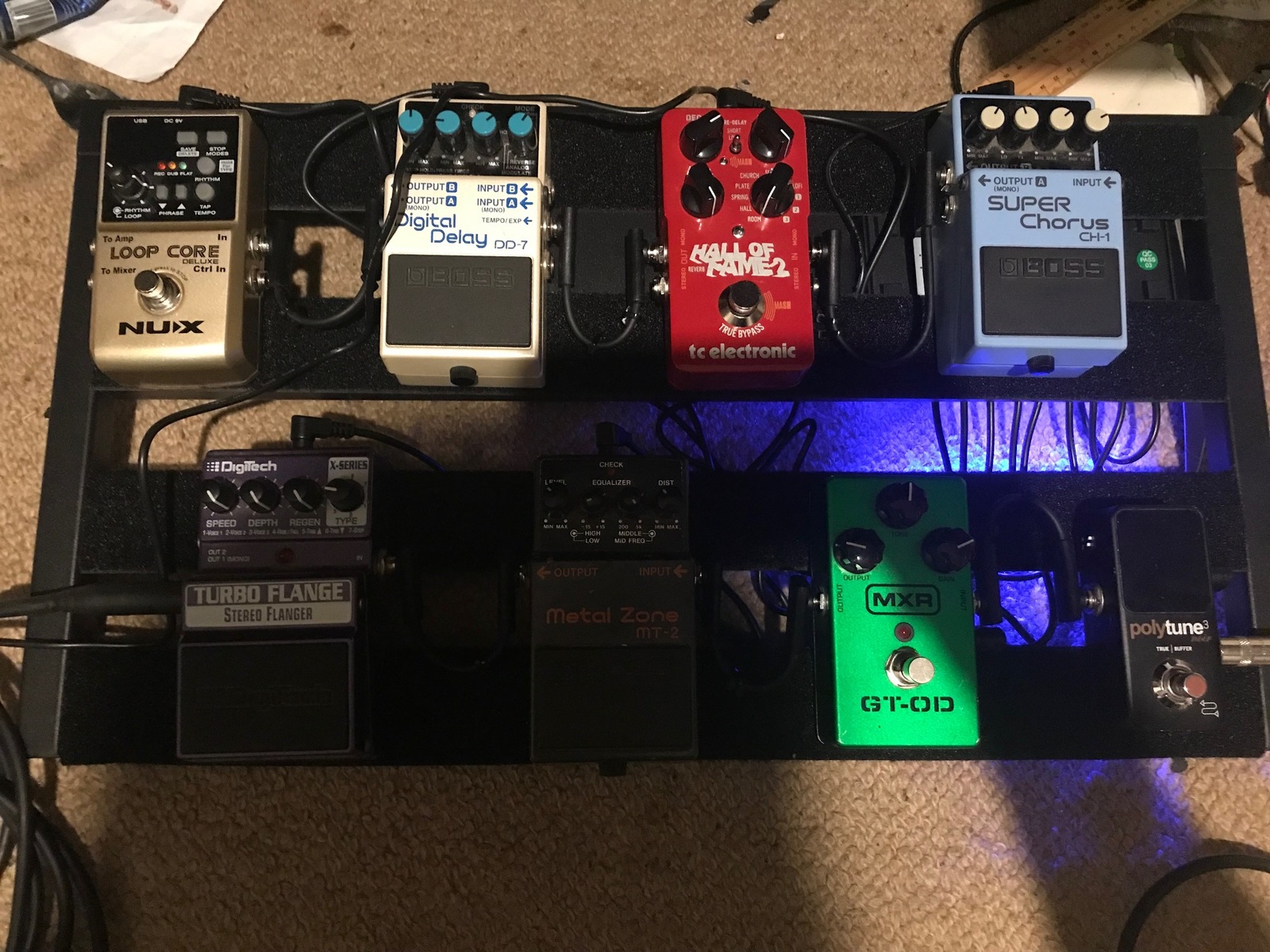 Pedalboard by sonny_o_connor featuring Nux Loop Core Deluxe Looper Pedal, Boss DD-7 Digital Delay, and TC Electronic Hall of Fame 2 Reverb and 5 more pieces of gear