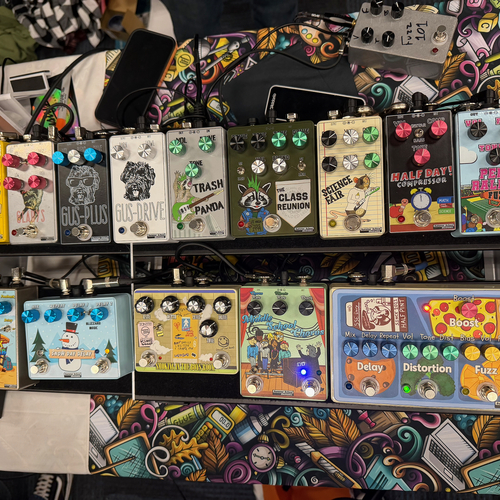 Photo of Summer School Electronics Extra Credit Boost and more gear in a pedalboard and pedal