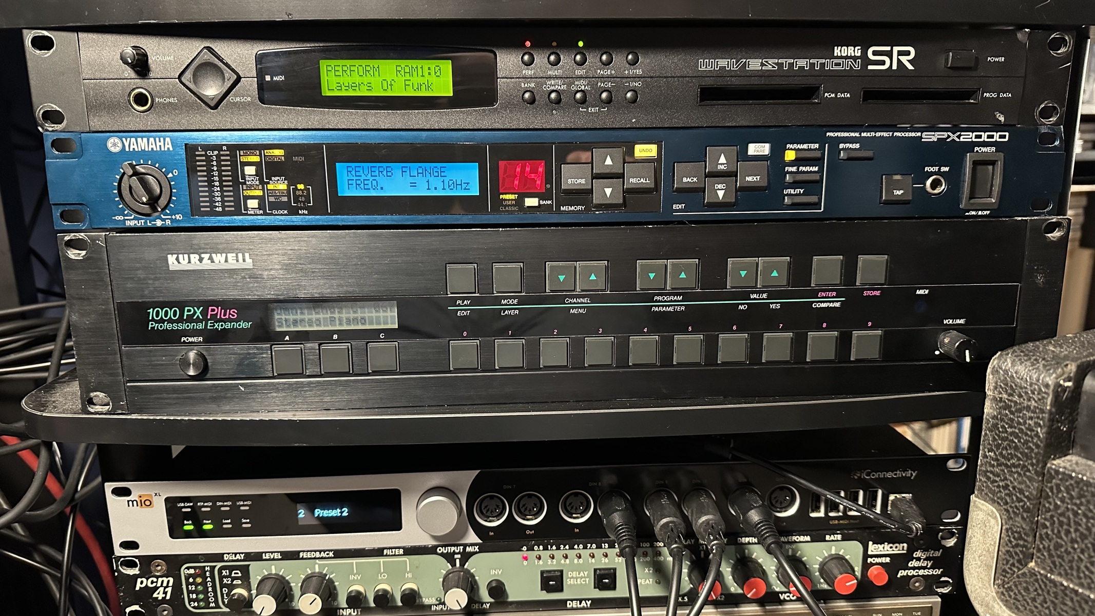 Electronic Studio Setup by colman_jones featuring KORG Wavestation SR, Yamaha SPX2000, and Kurzweil 1000PX Professional Expander and 1 more piece of gear